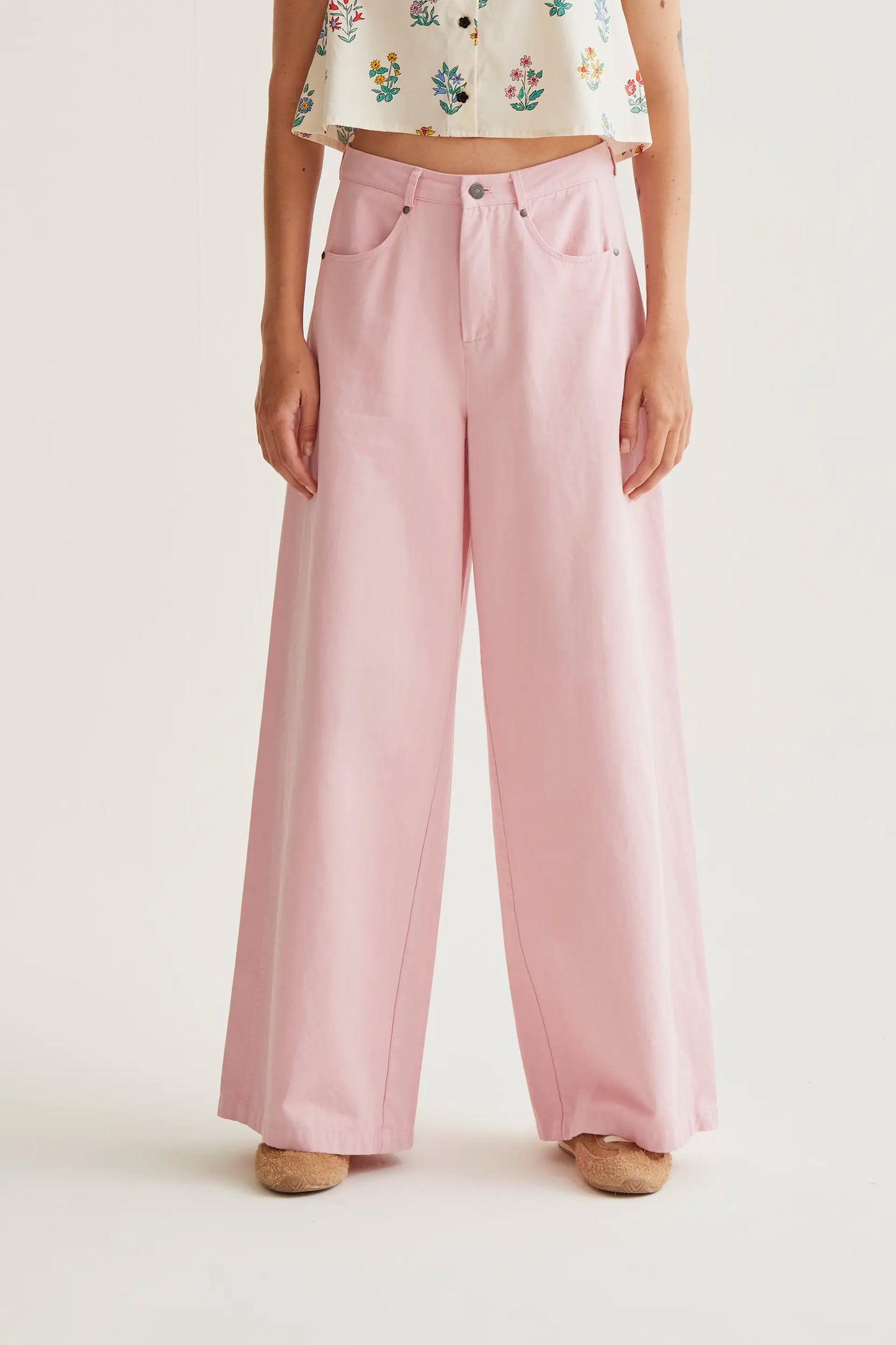 Pantalón wide leg rosa