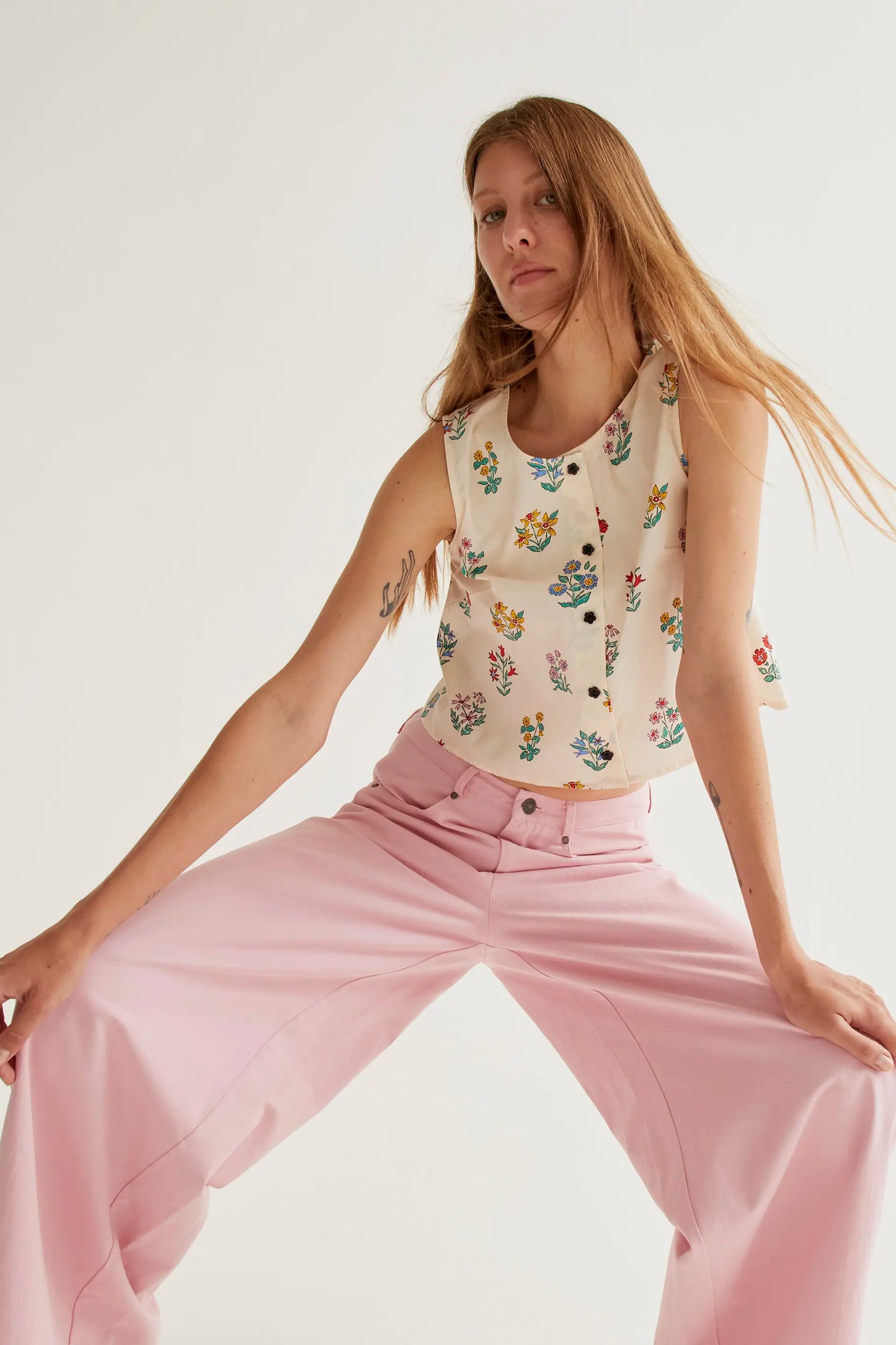 Pantalón wide leg rosa