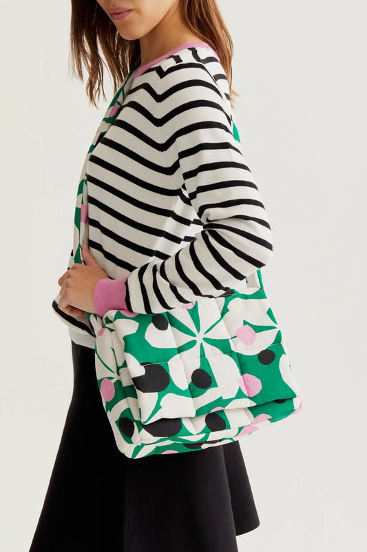 Borsa trapuntata con stampa Hosta