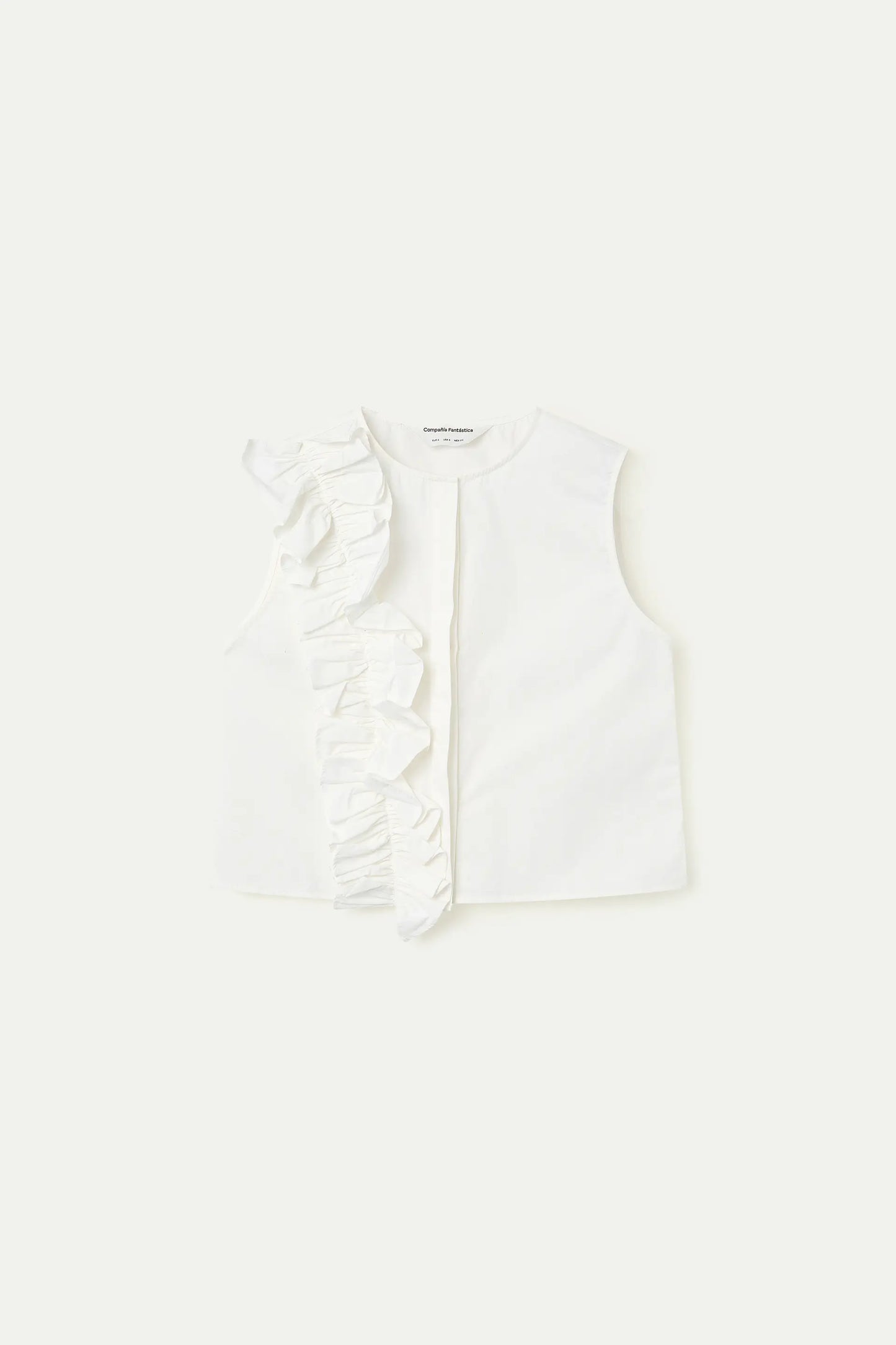 Top 100% algodón blanco con volante