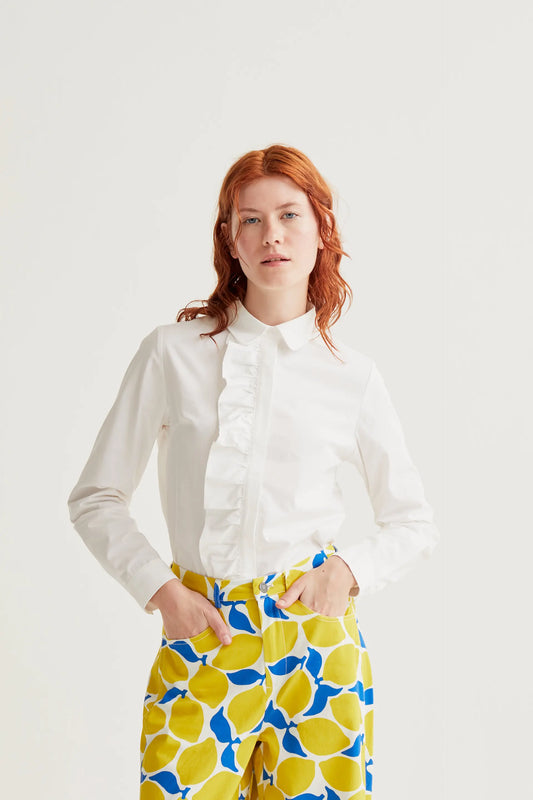 Camisa 100% algodón blanco con volante