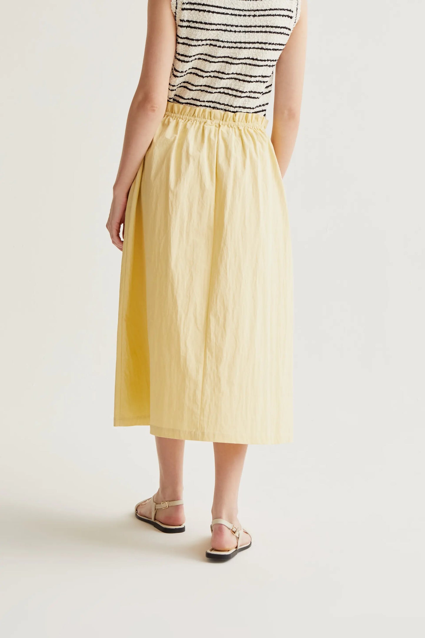 Light yellow midi skirt