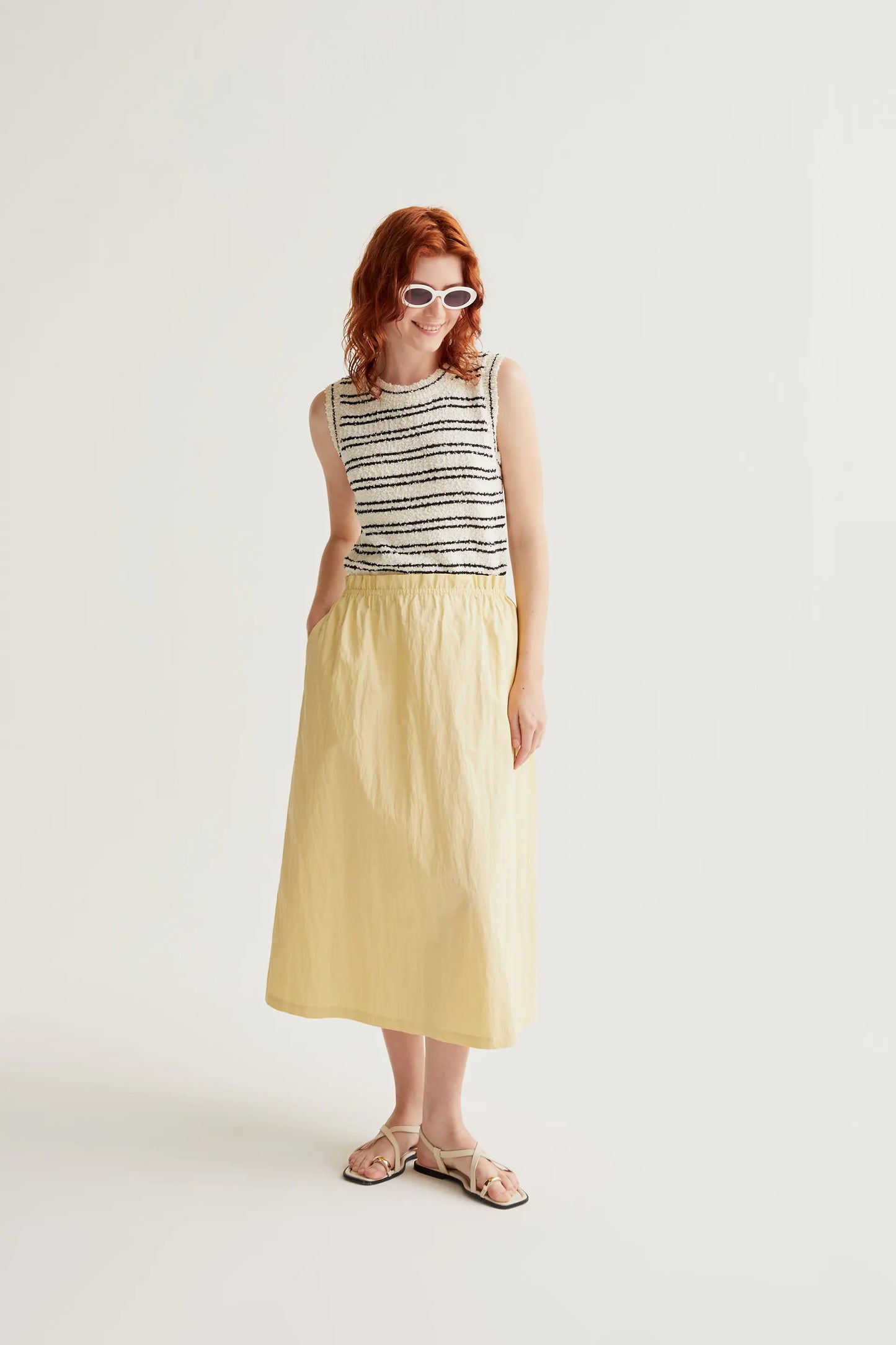 Light yellow midi skirt