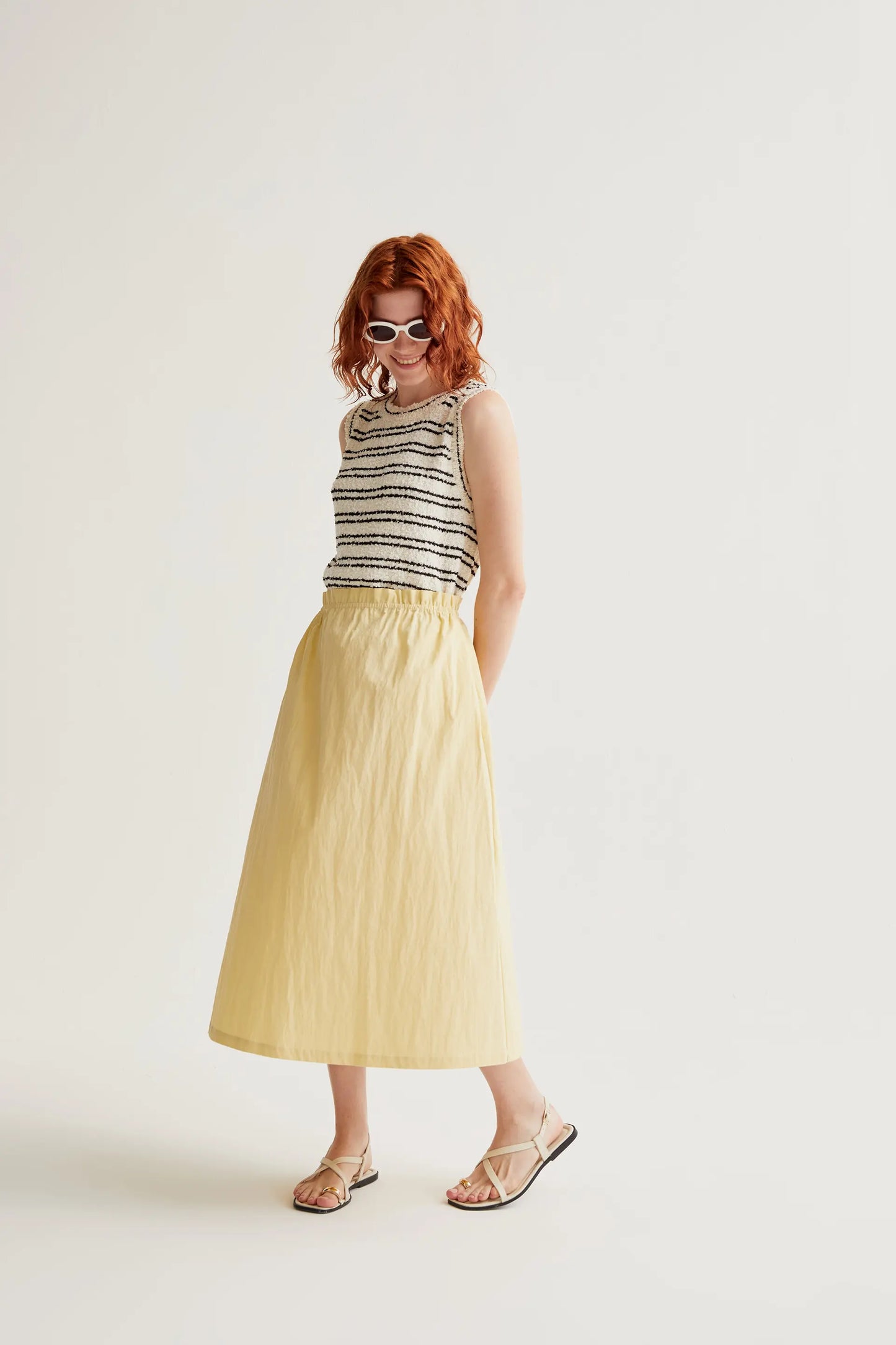 Light yellow midi skirt