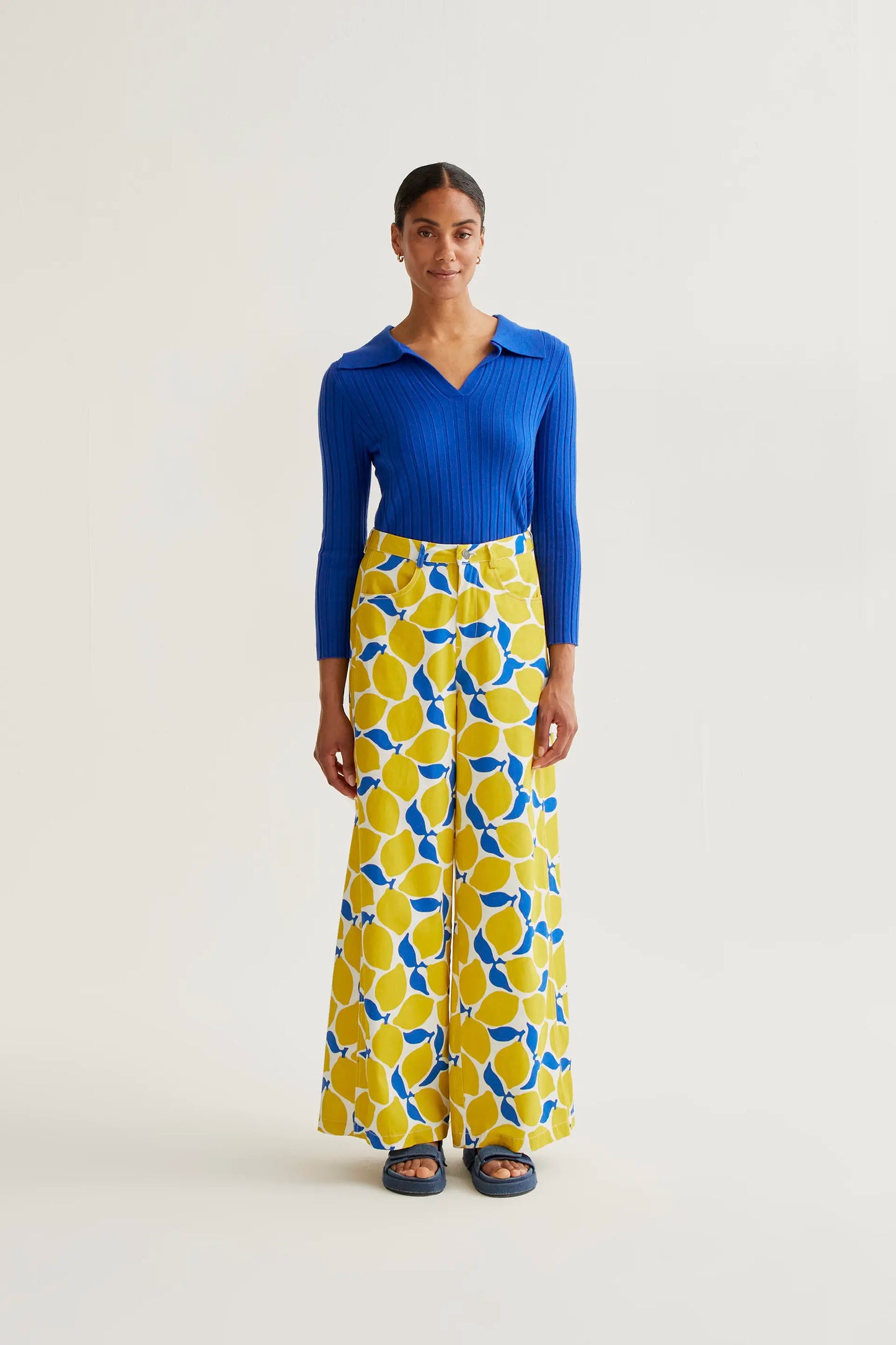 Pantaloni stampa limoncello