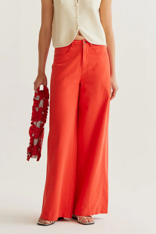 Red wide leg trousers