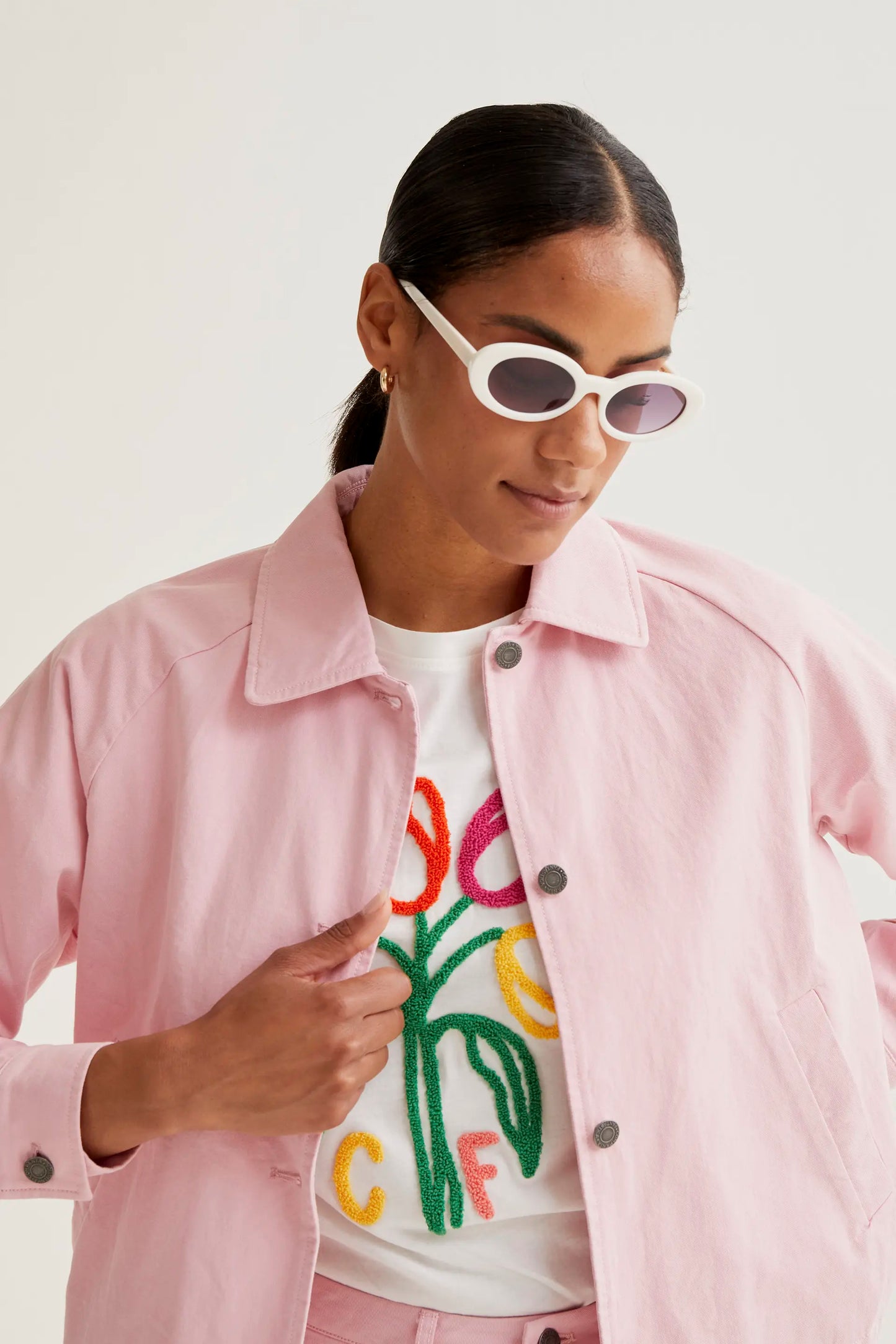 Chaqueta 100% algodón rosa