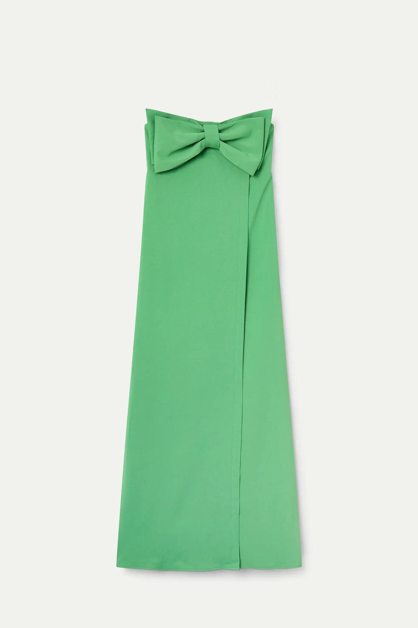 Abito lungo verde con dettaglio cravatta