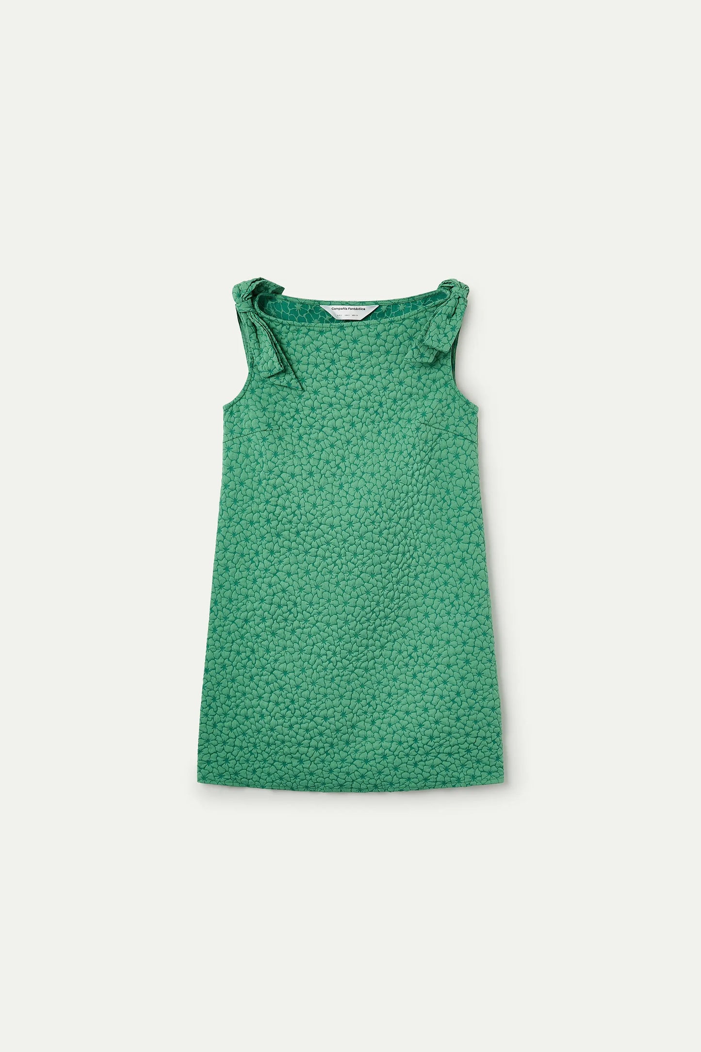 Abito corto verde con trama floreale