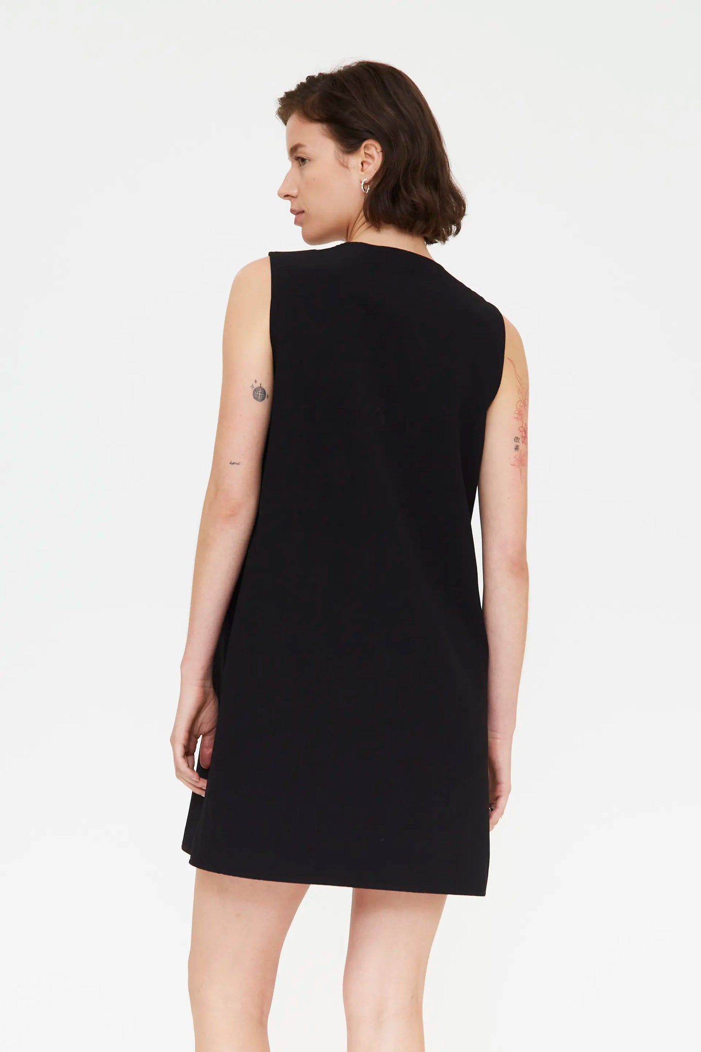 Short black dress with tie detail