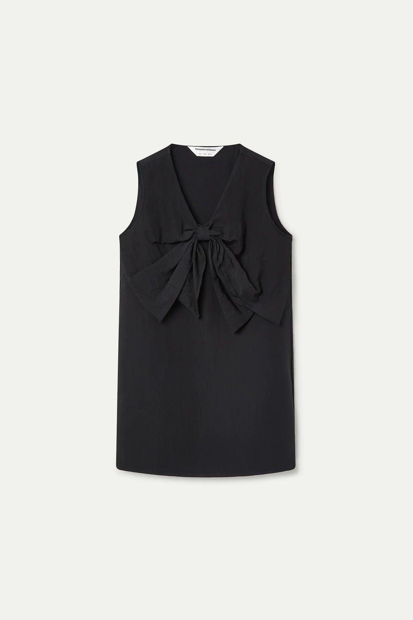 Short black dress with tie detail