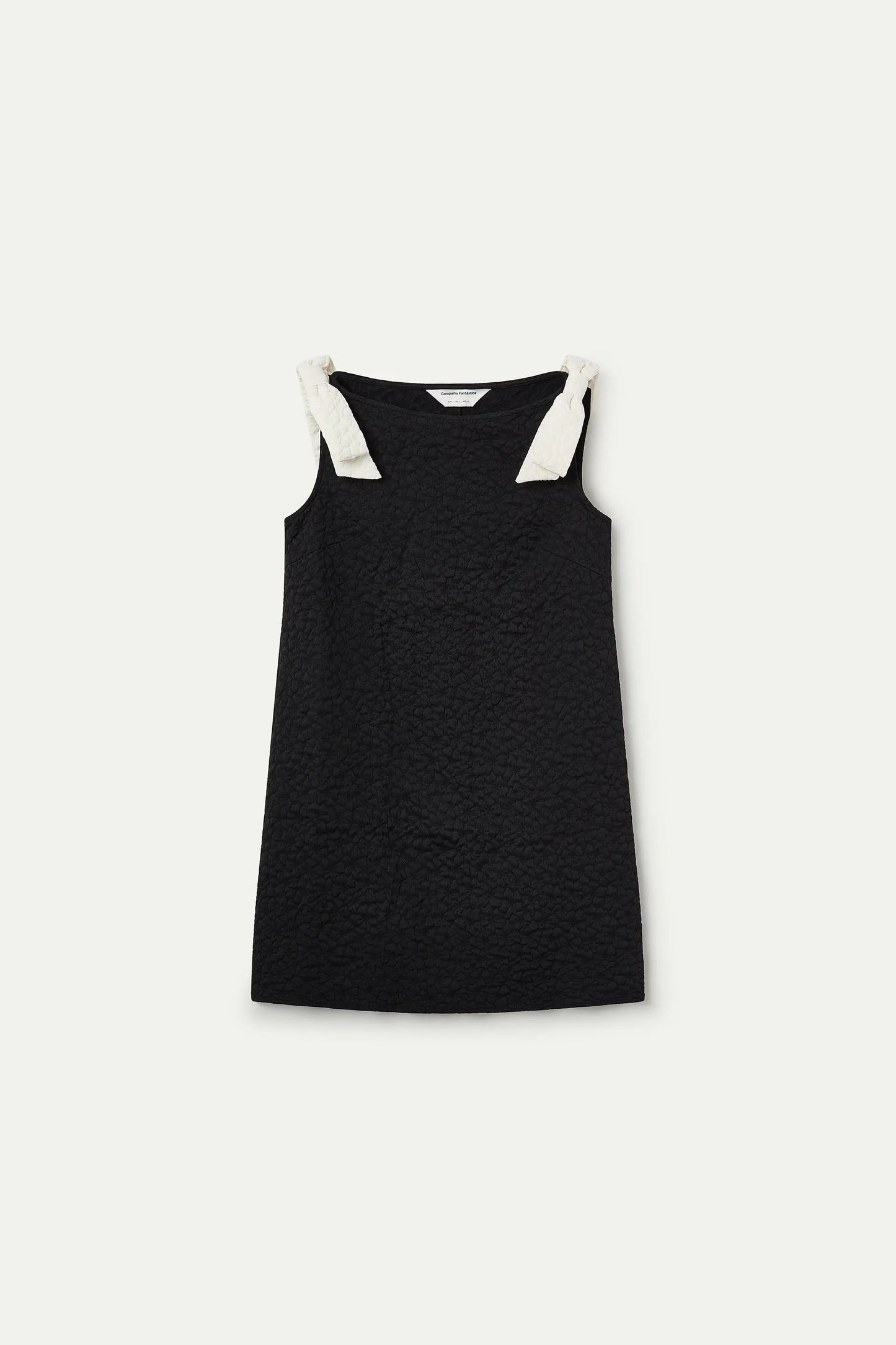 Abito corto nero con trama floreale