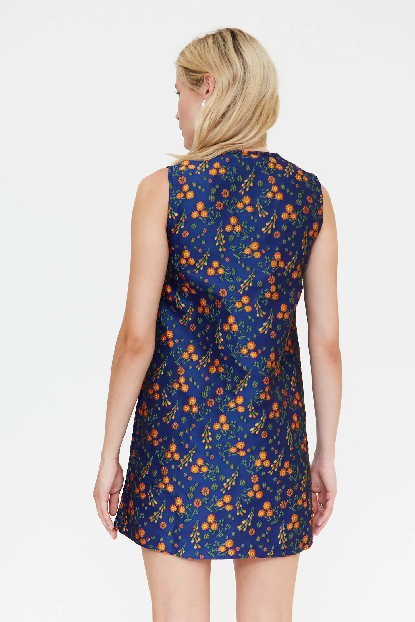 Abito corto con stampa Jacquard Flowers