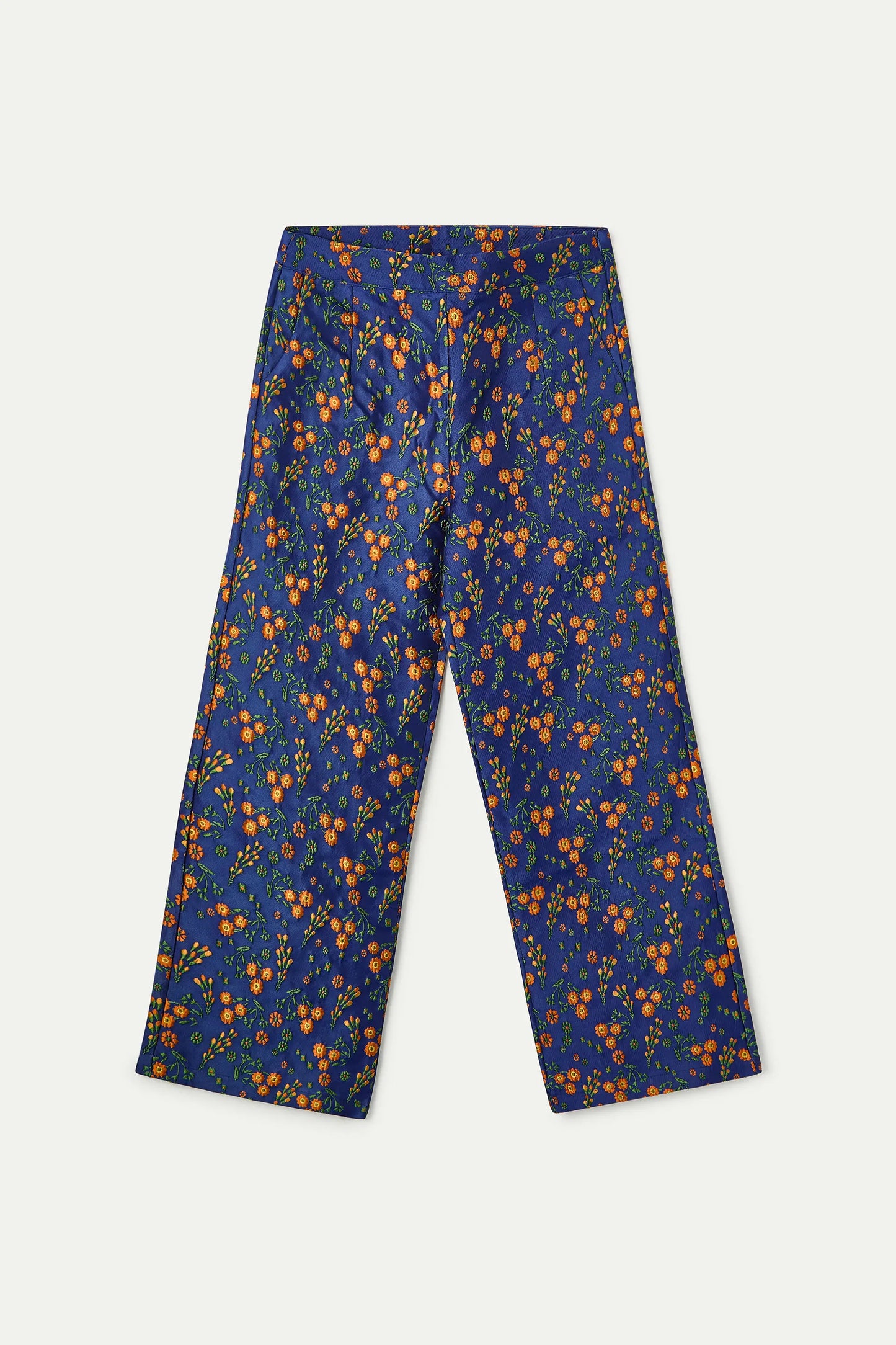 Pantaloni con stampa jacquard a fiori