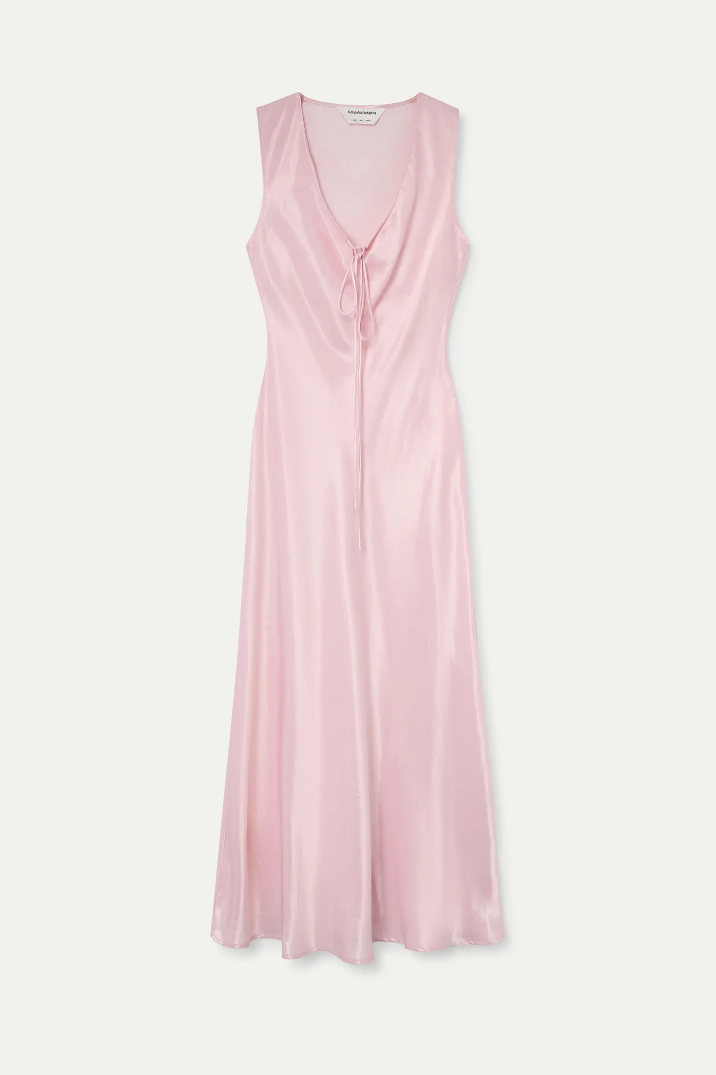 abito lungo in raso rosa