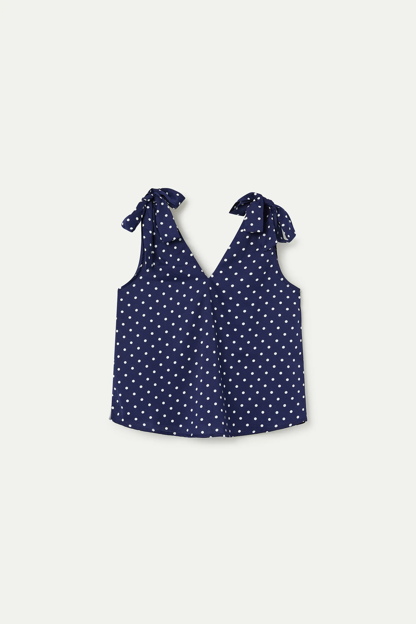 Top con stampa a mini pois blu navy