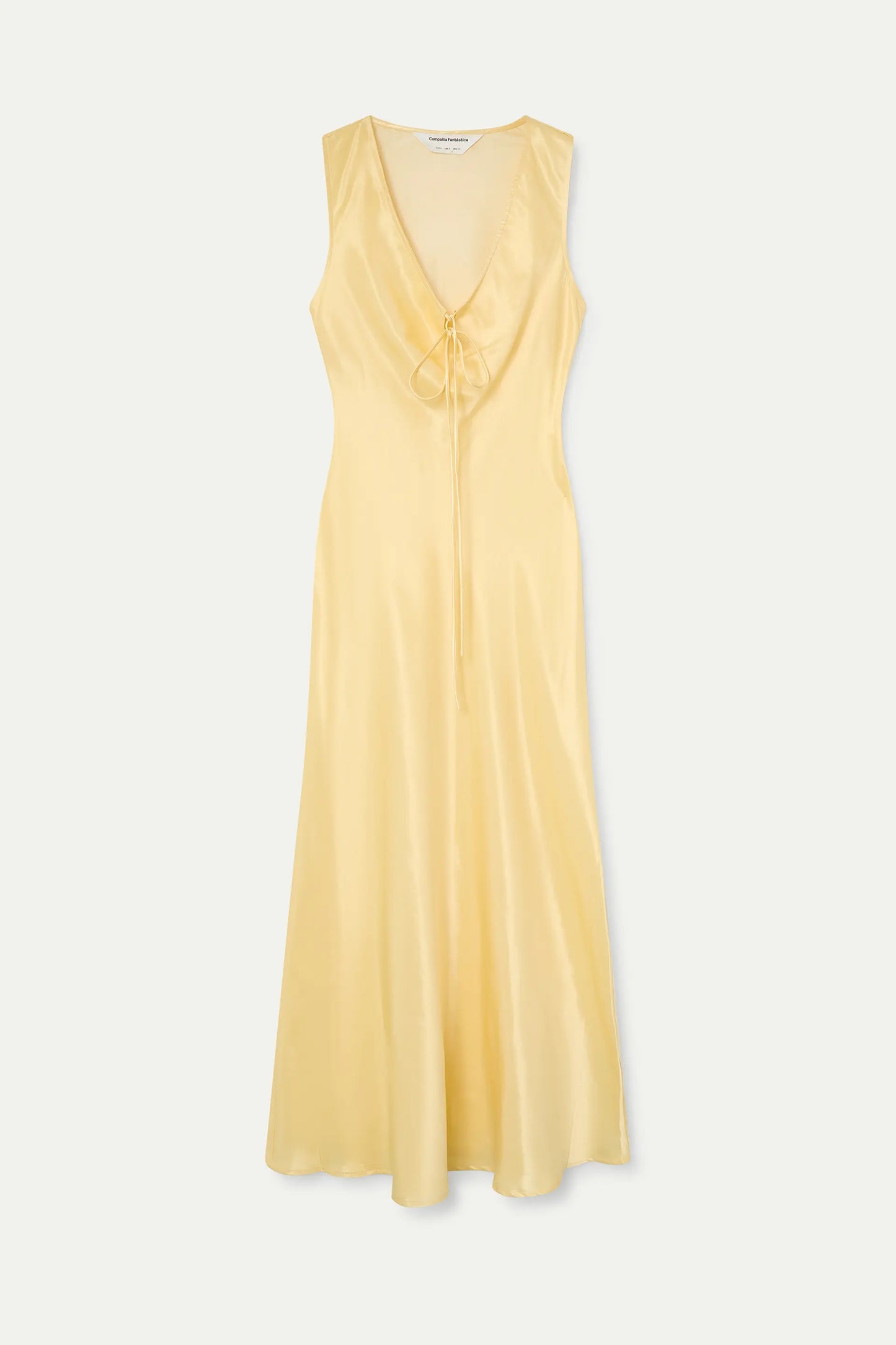 abito lungo in raso giallo chiaro