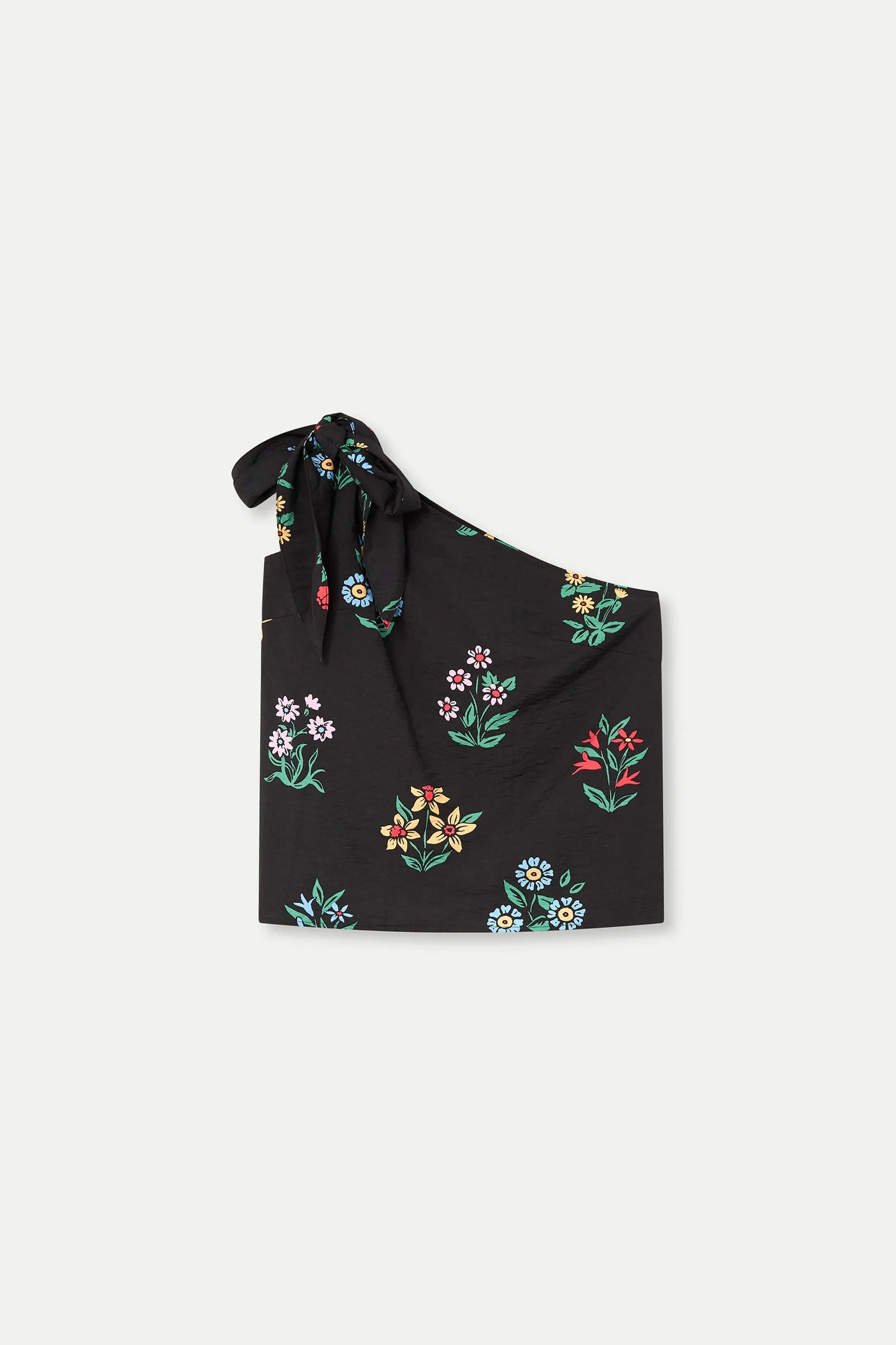 Asymmetrical top with Multicolor Gardener print