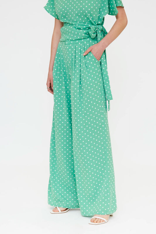 Pantalón con estampado mini dots verde