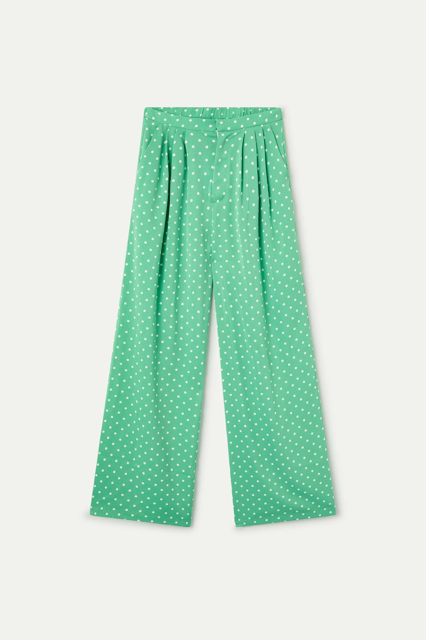 Pantaloni con stampa a mini pois verdi