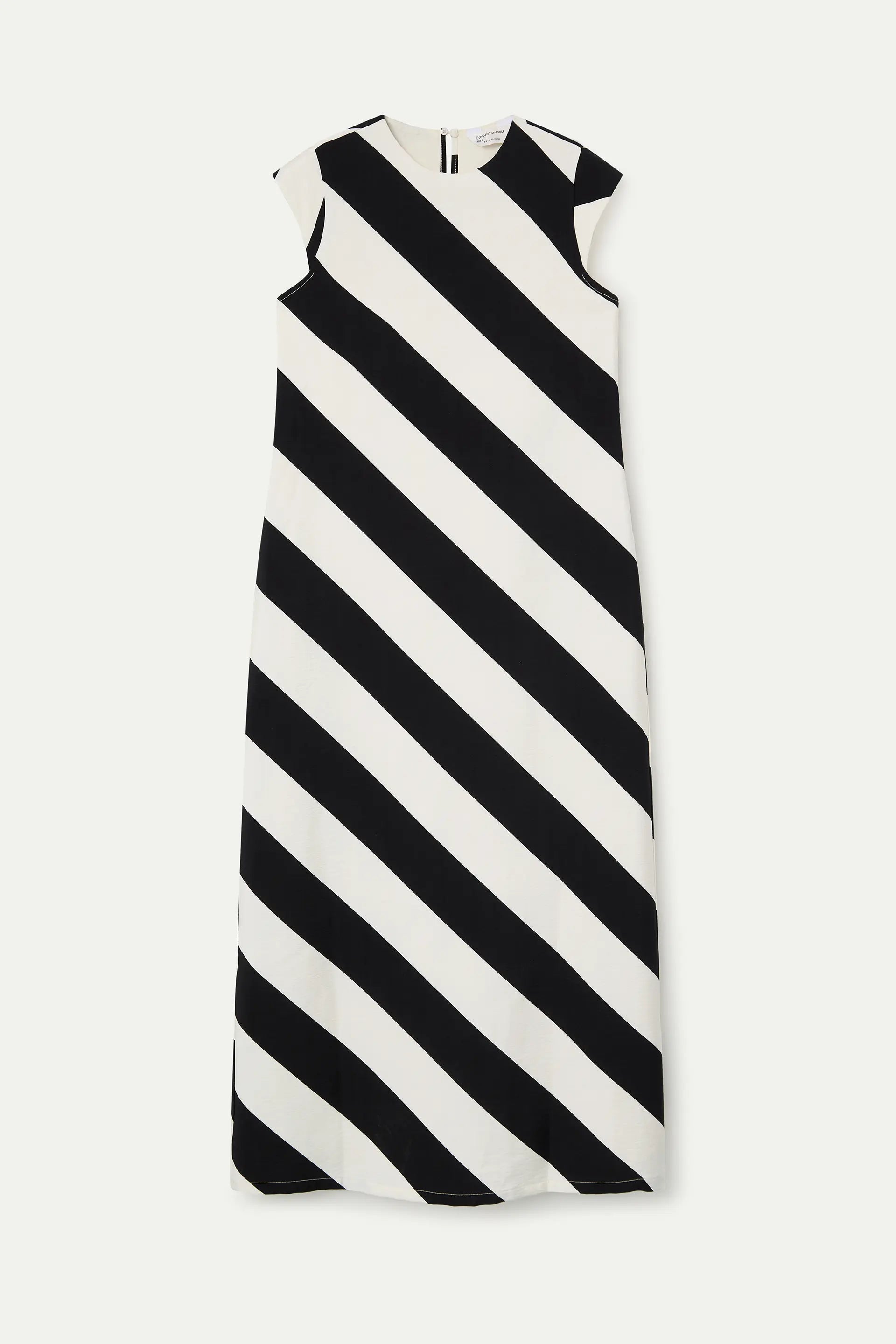 Long dress with black and white diagonal striped print - Fantastic Company Compaa Fantstica Long dress with black and white diagonal striped print - Fantastic Company Compaa Fantstica