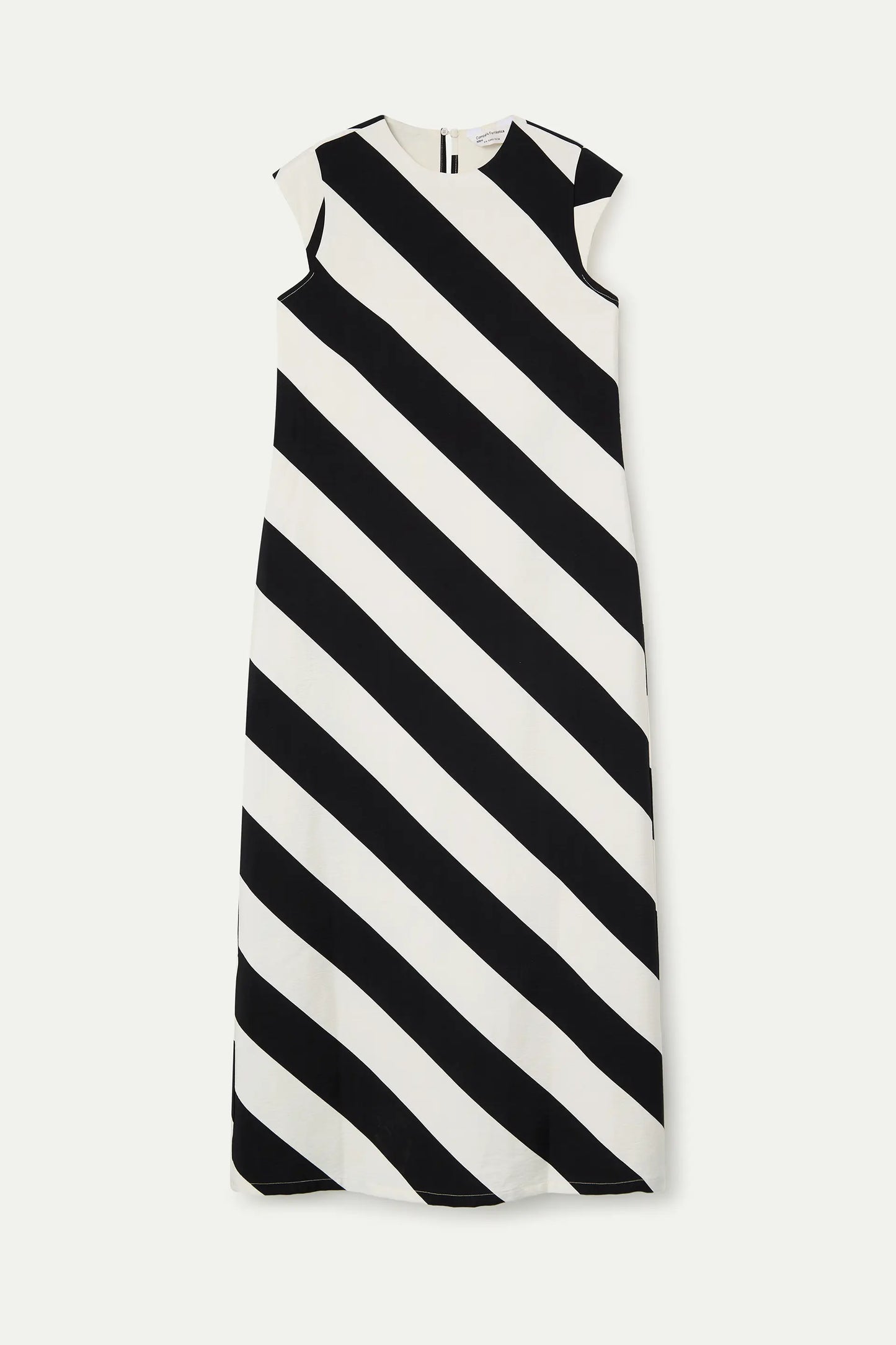Vestido largo con estampado de rayas diagonales negro y blanco
