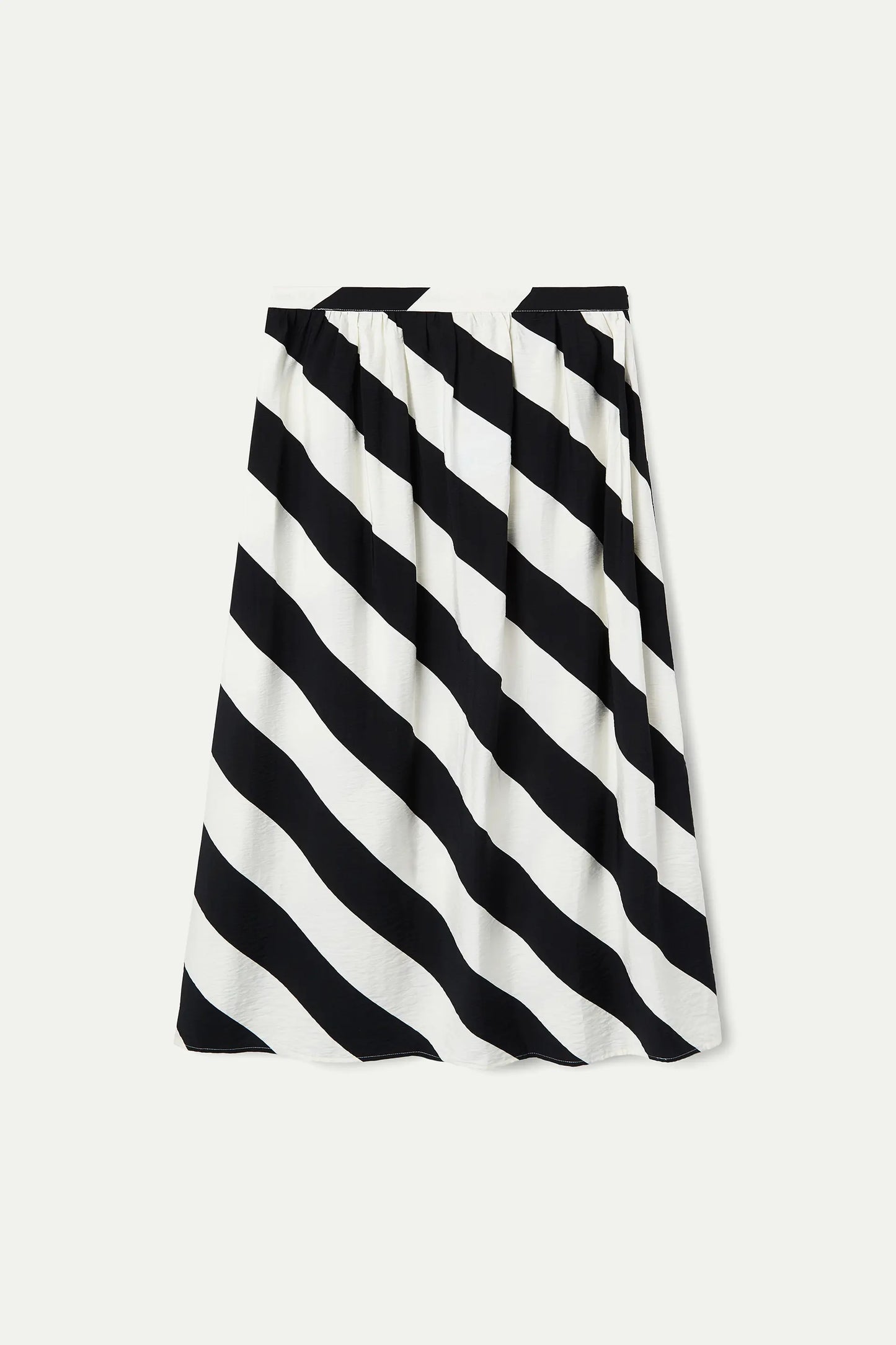 Gonna lunga con stampa a righe diagonali bianche e nere