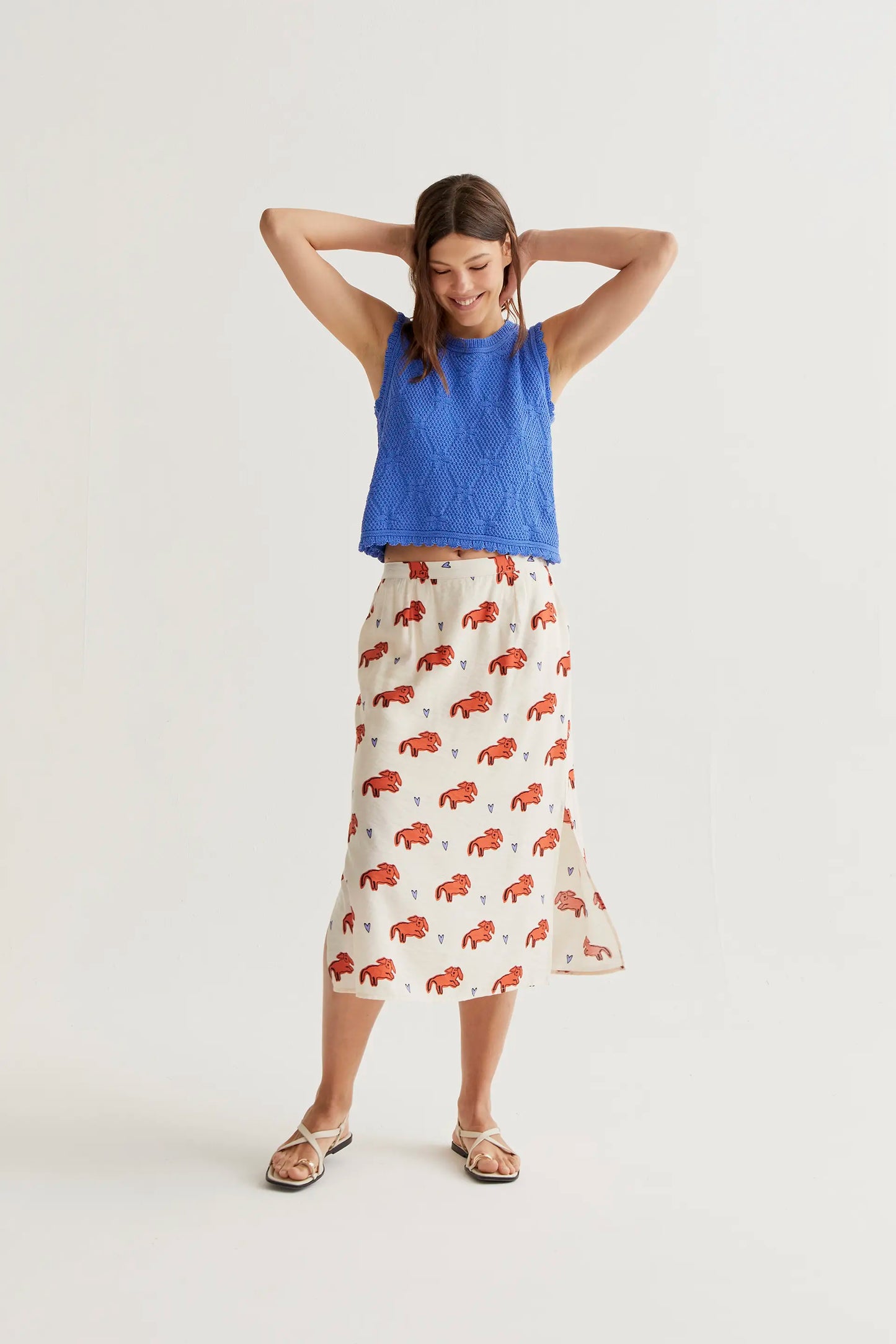 Gonna midi con stampa Tochi