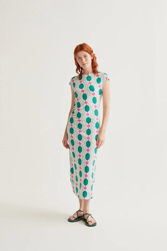Long dress with geometric print
