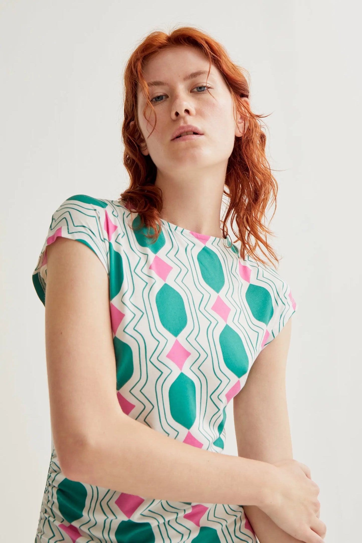 Long dress with geometric print