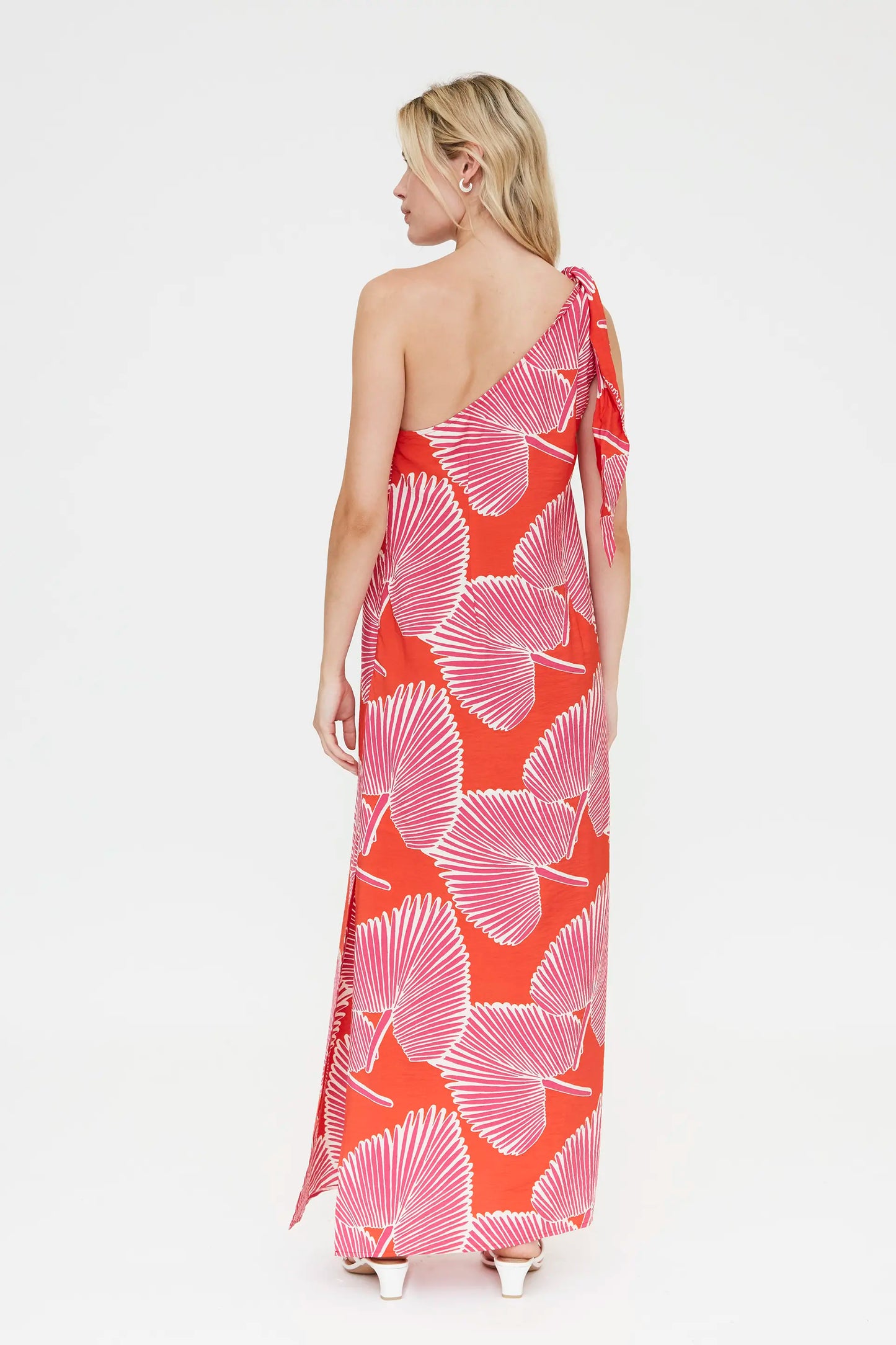 Abito lungo con stampa di palme