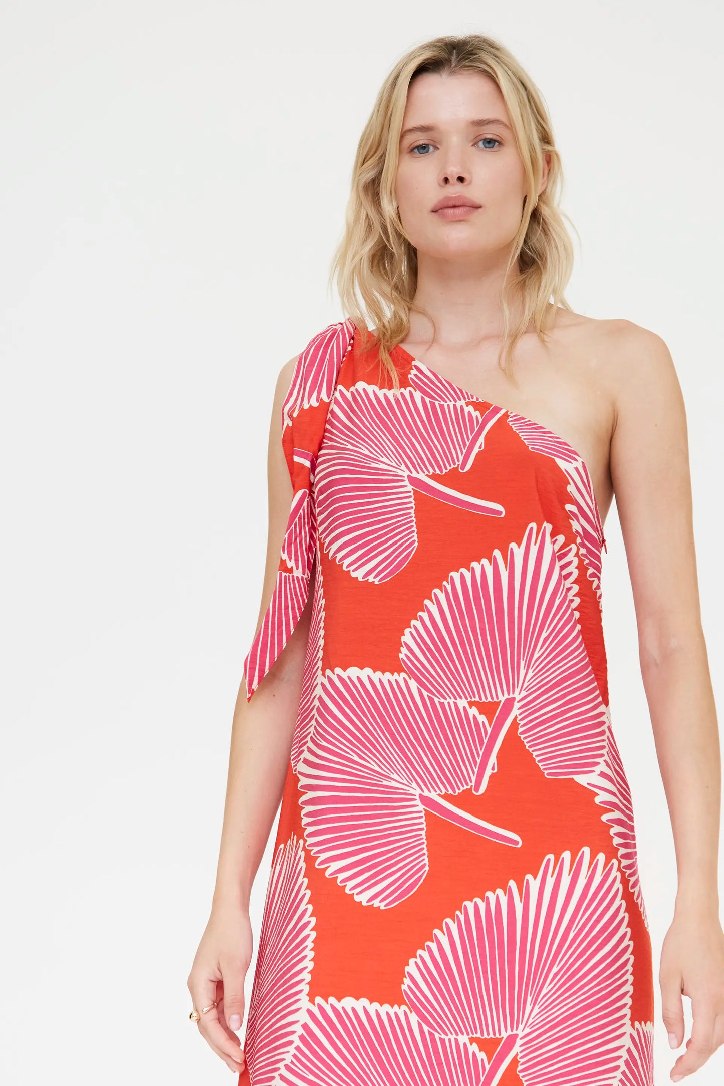 Abito lungo con stampa di palme