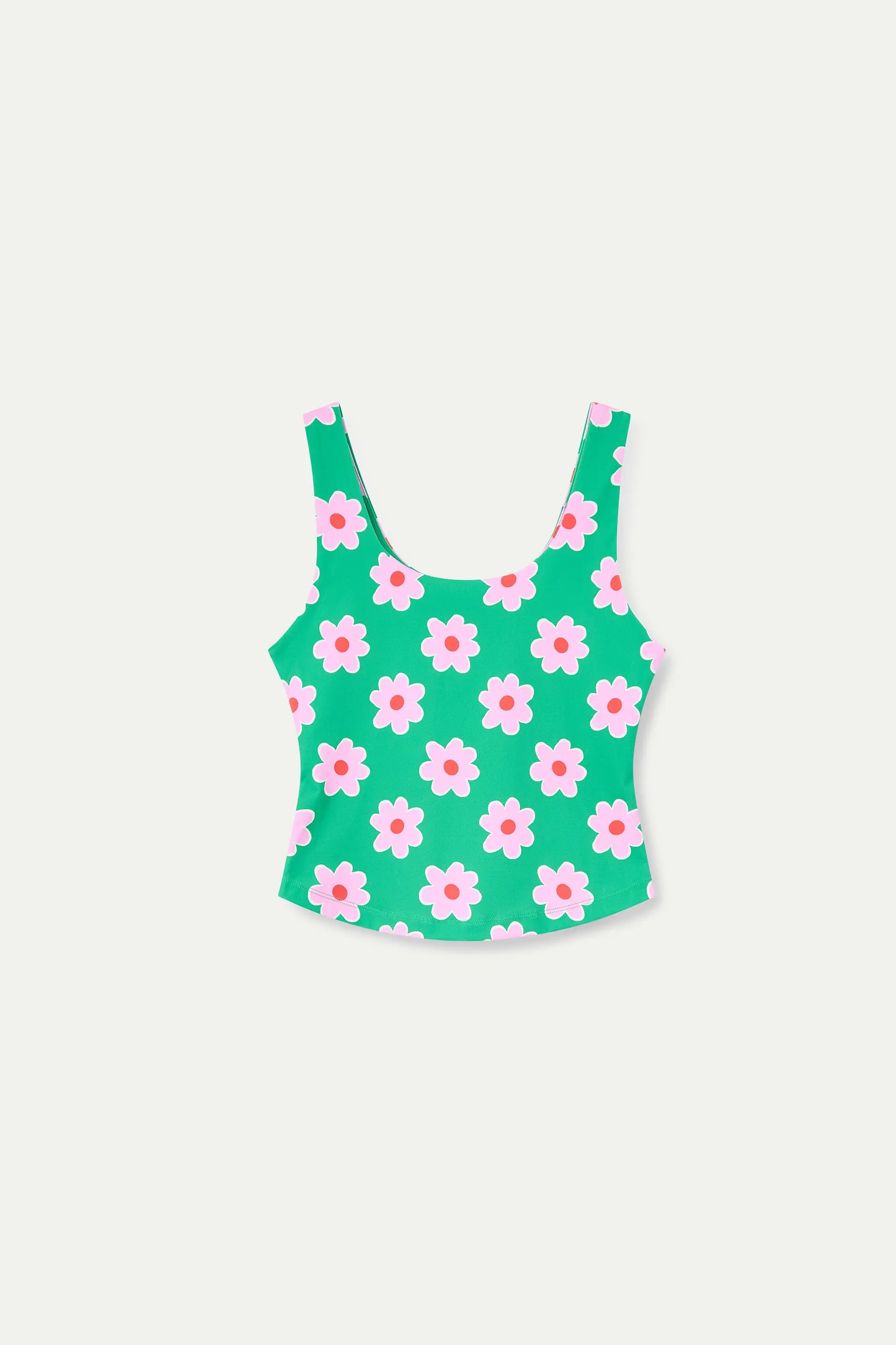 Top sportivo con stampa di fiori rosa