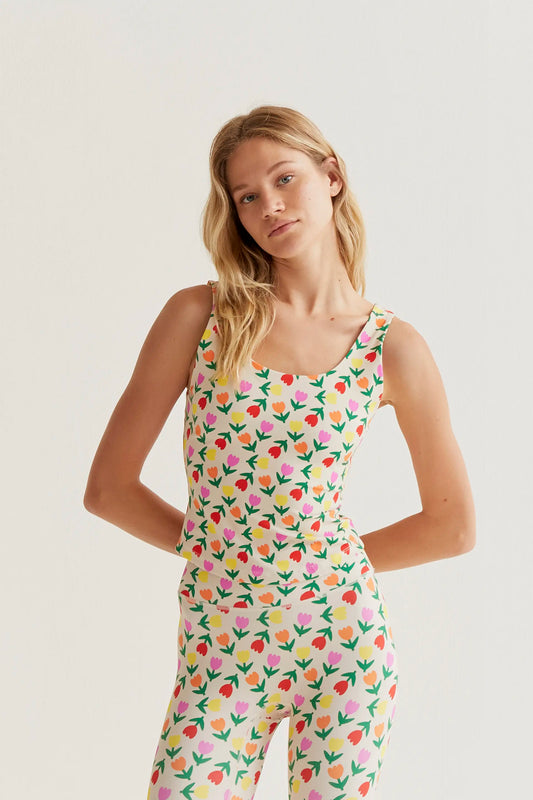 Top deportivo con estampado Multicolor Tulips