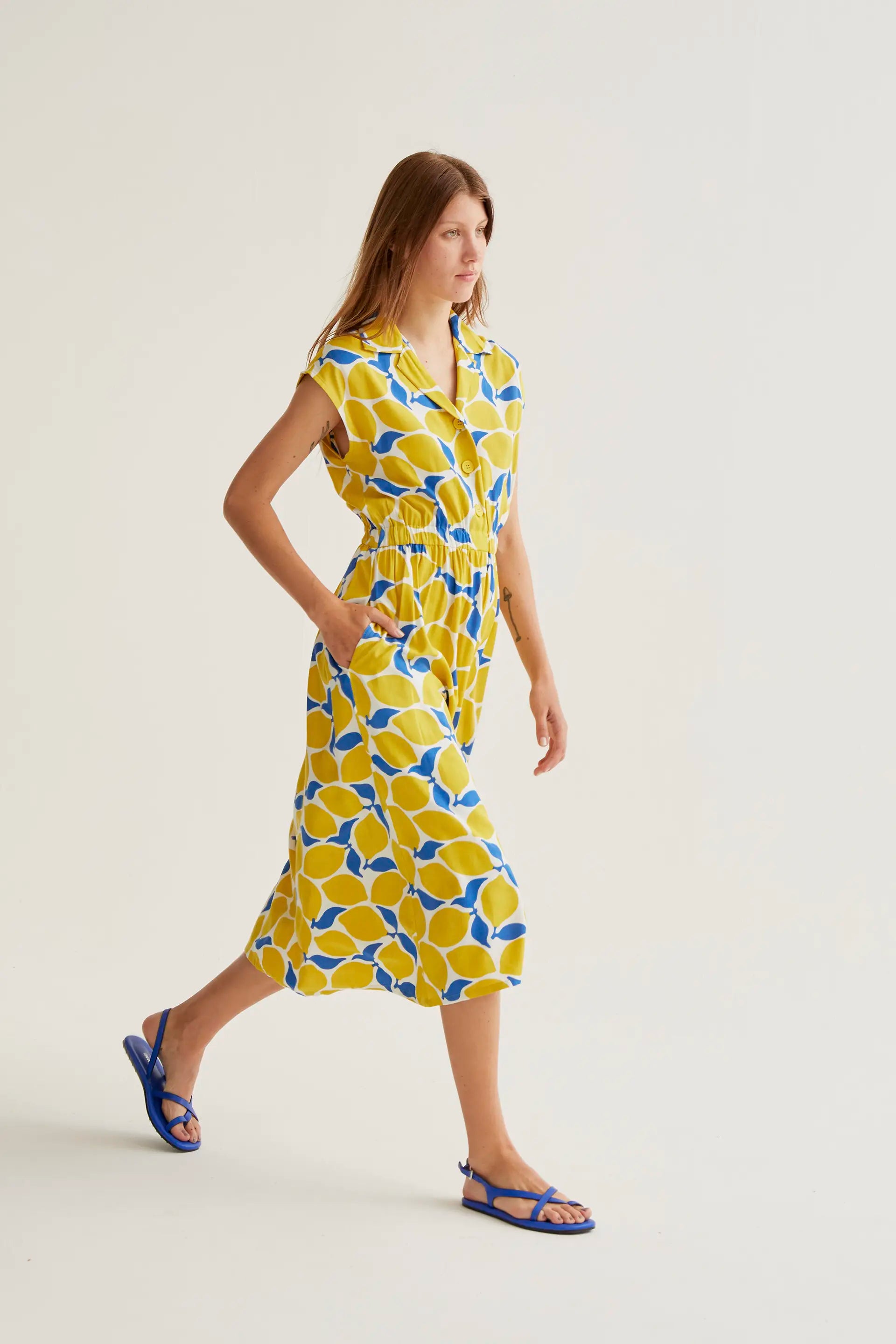 a line midi dress in limoncello Floral Print Midi Dress (Women)