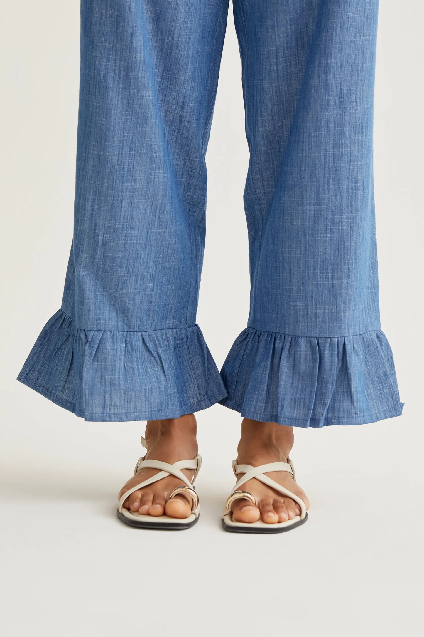 Light blue chambray 100% cotton trousers