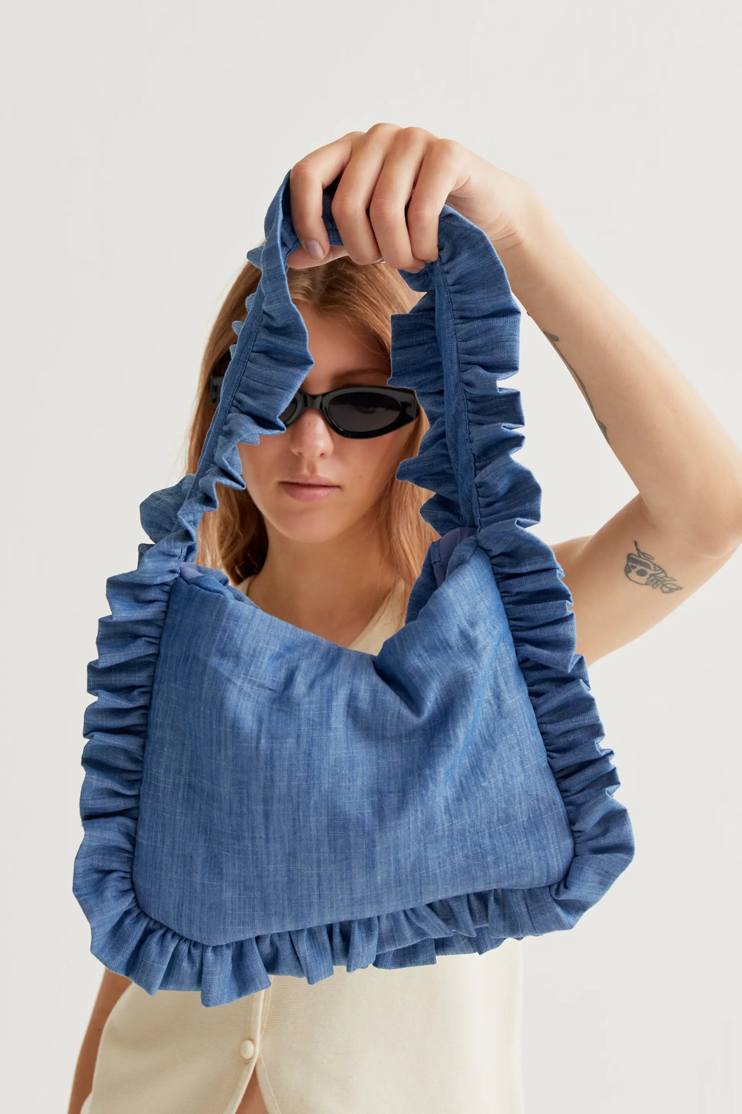 Light blue chambray 100% cotton bag