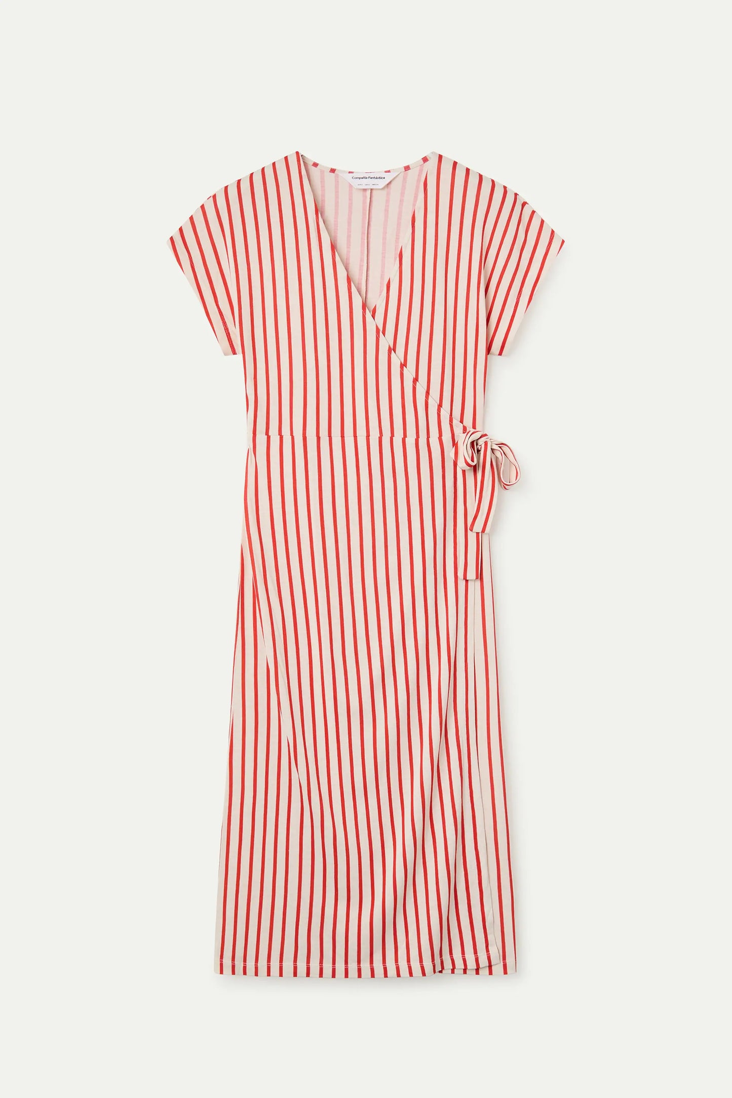 Vestido midi con rayas rojas