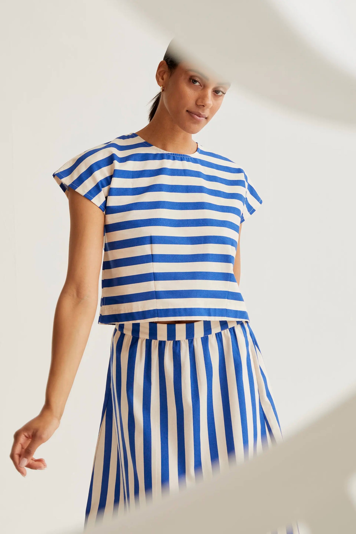 Bamboo Blue print midi skirt