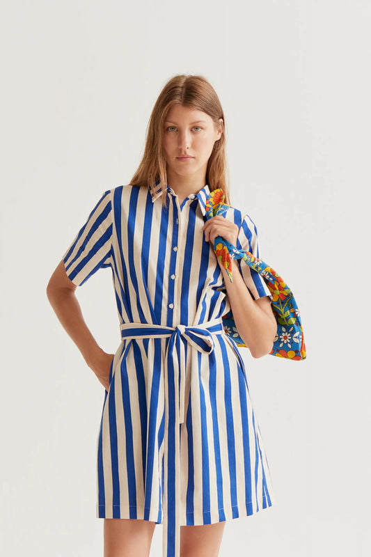 Short dress with Bamboo Blue print