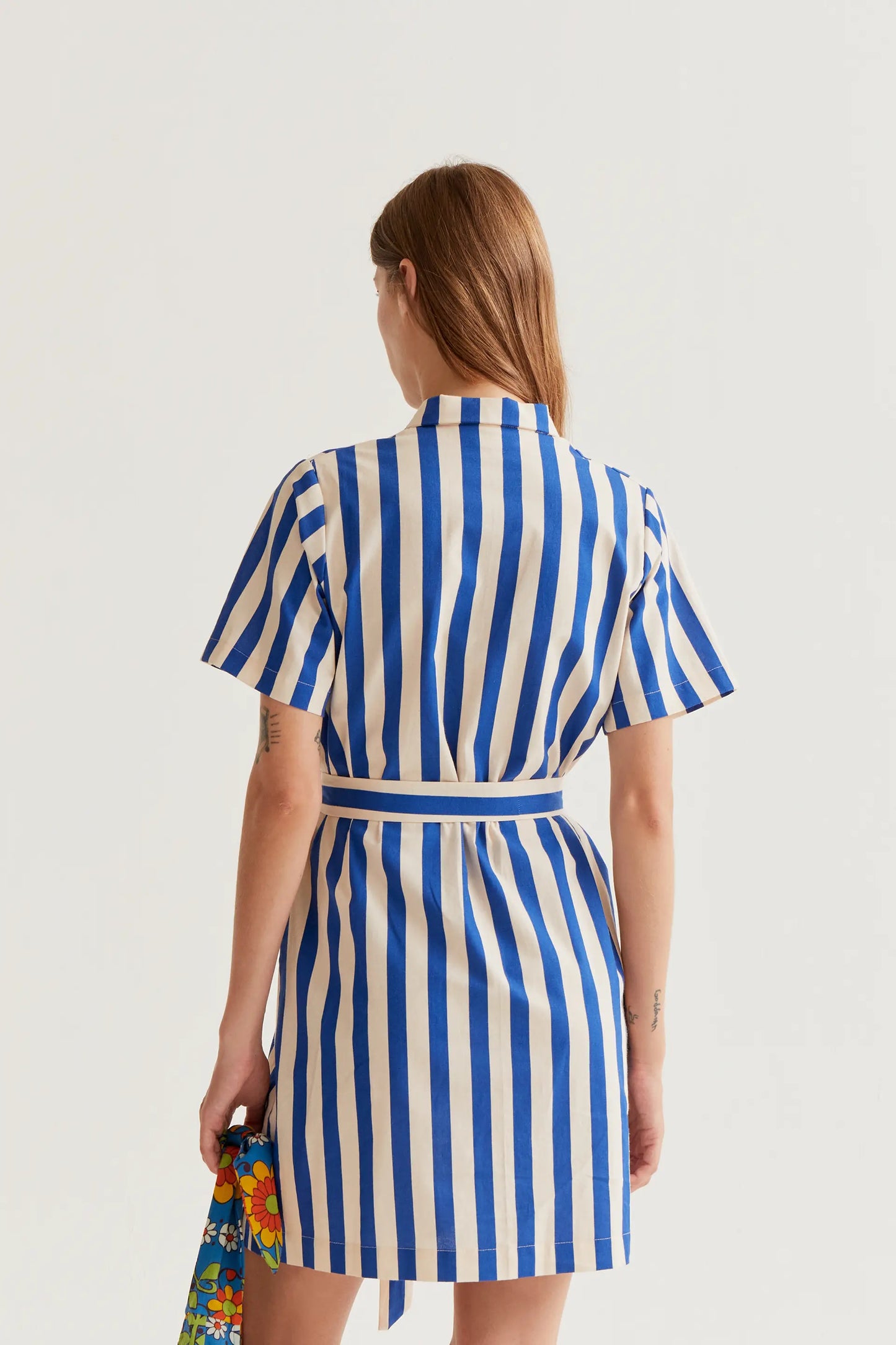 Short dress with Bamboo Blue print