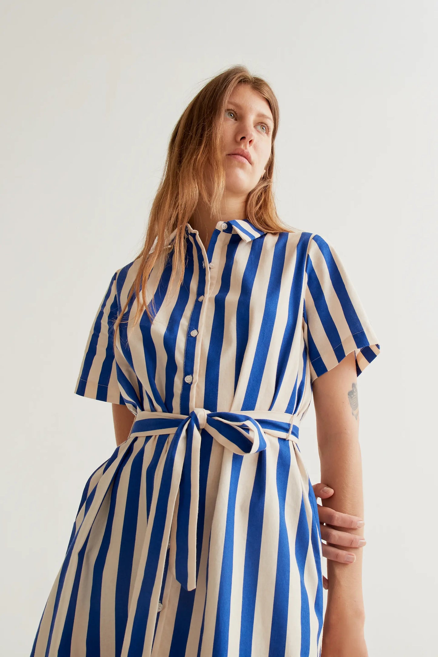 Short dress with Bamboo Blue print