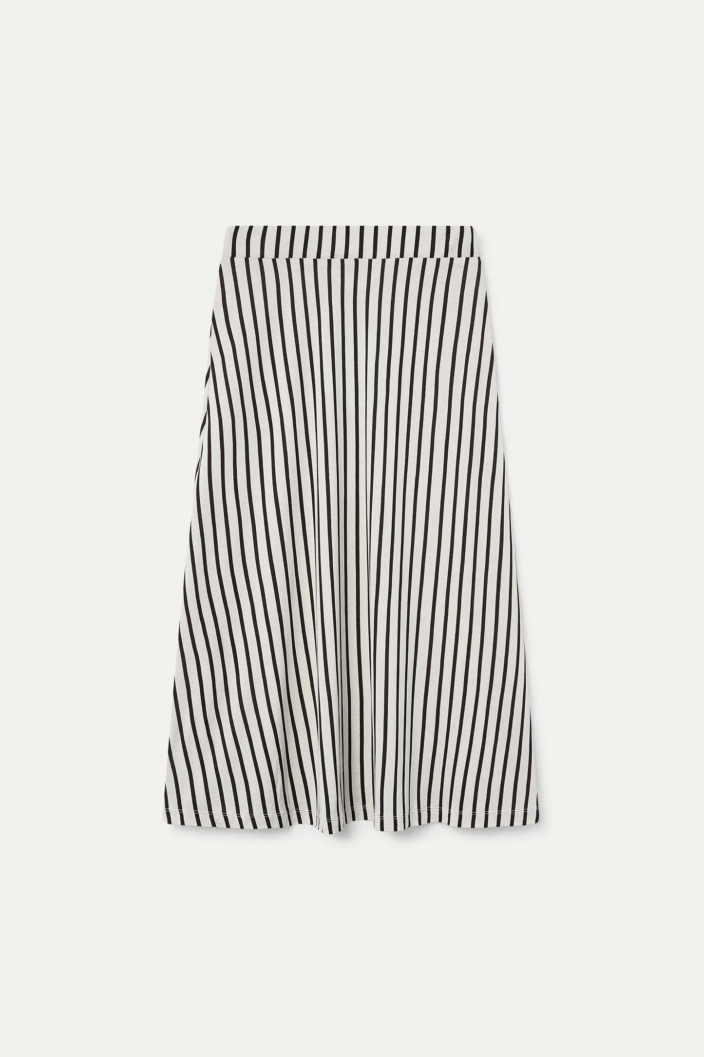 Falda midi con estampado de rayas negro