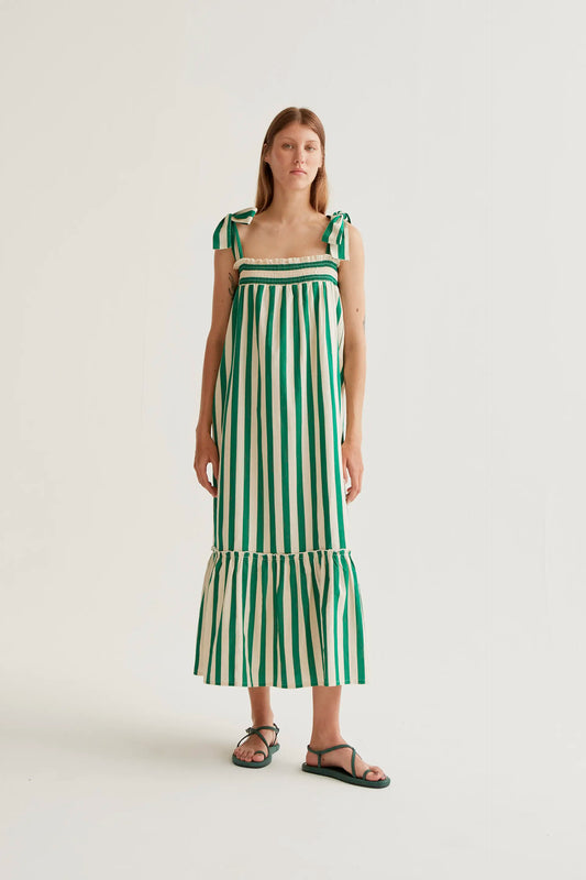 Abito lungo con stampa Bamboo Green