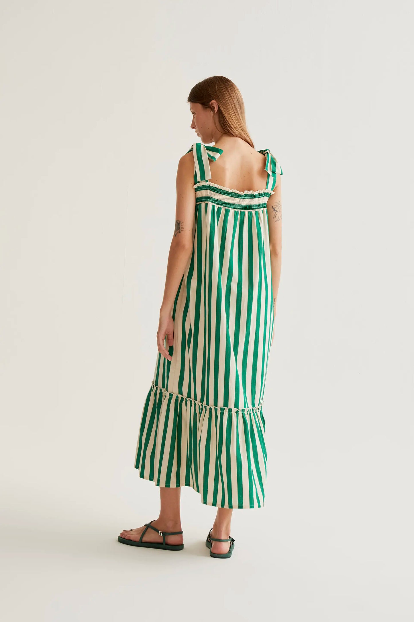 Vestido largo con estampado Bamboo Green