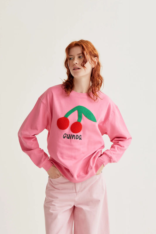 Sweatshirt with giant cherry embroidery