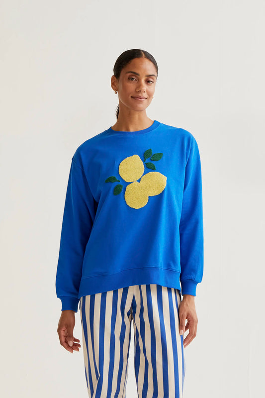 Sweatshirt with giant lemon embroidery