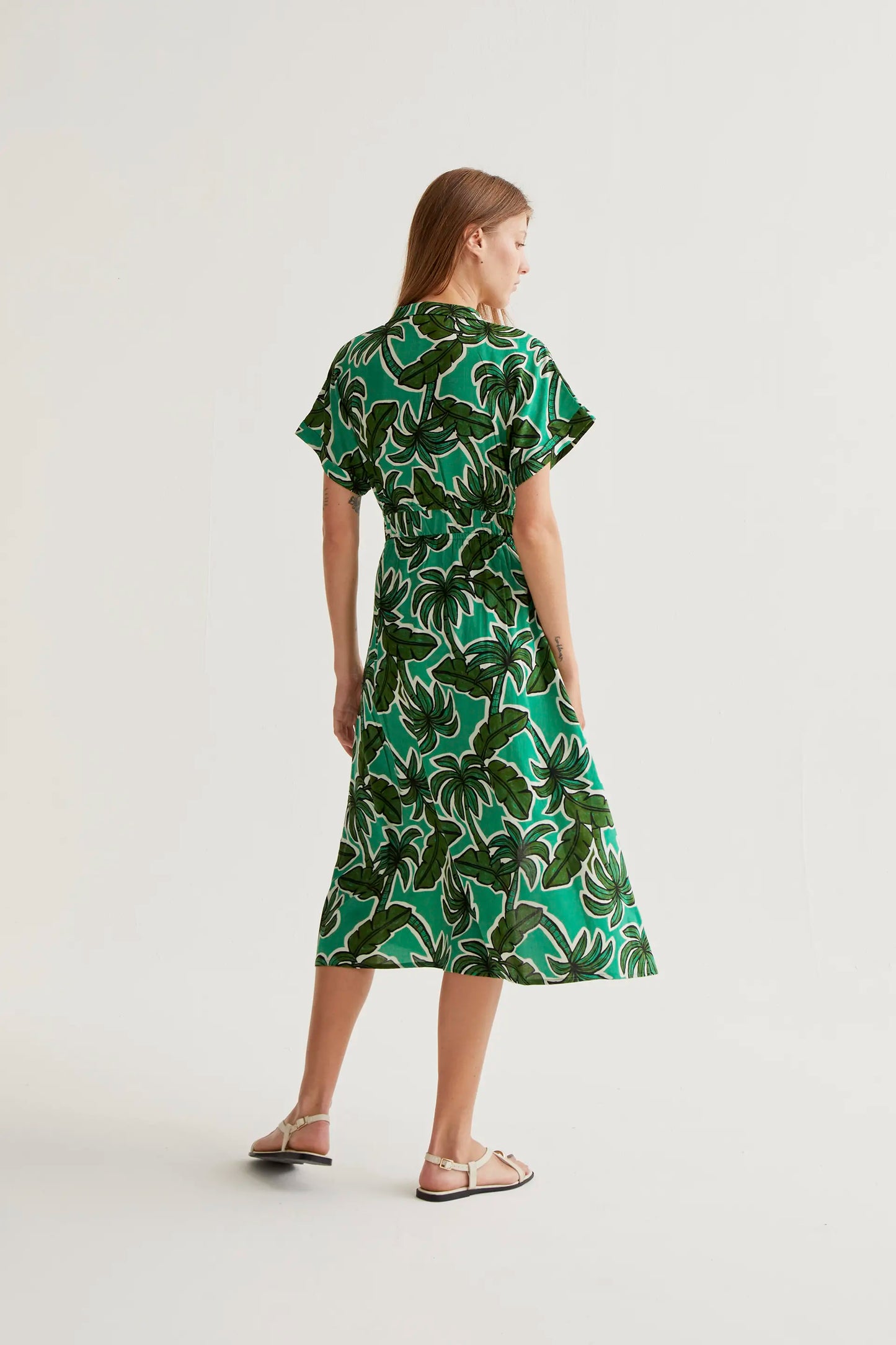Vestido midi con estampado Palm Tree