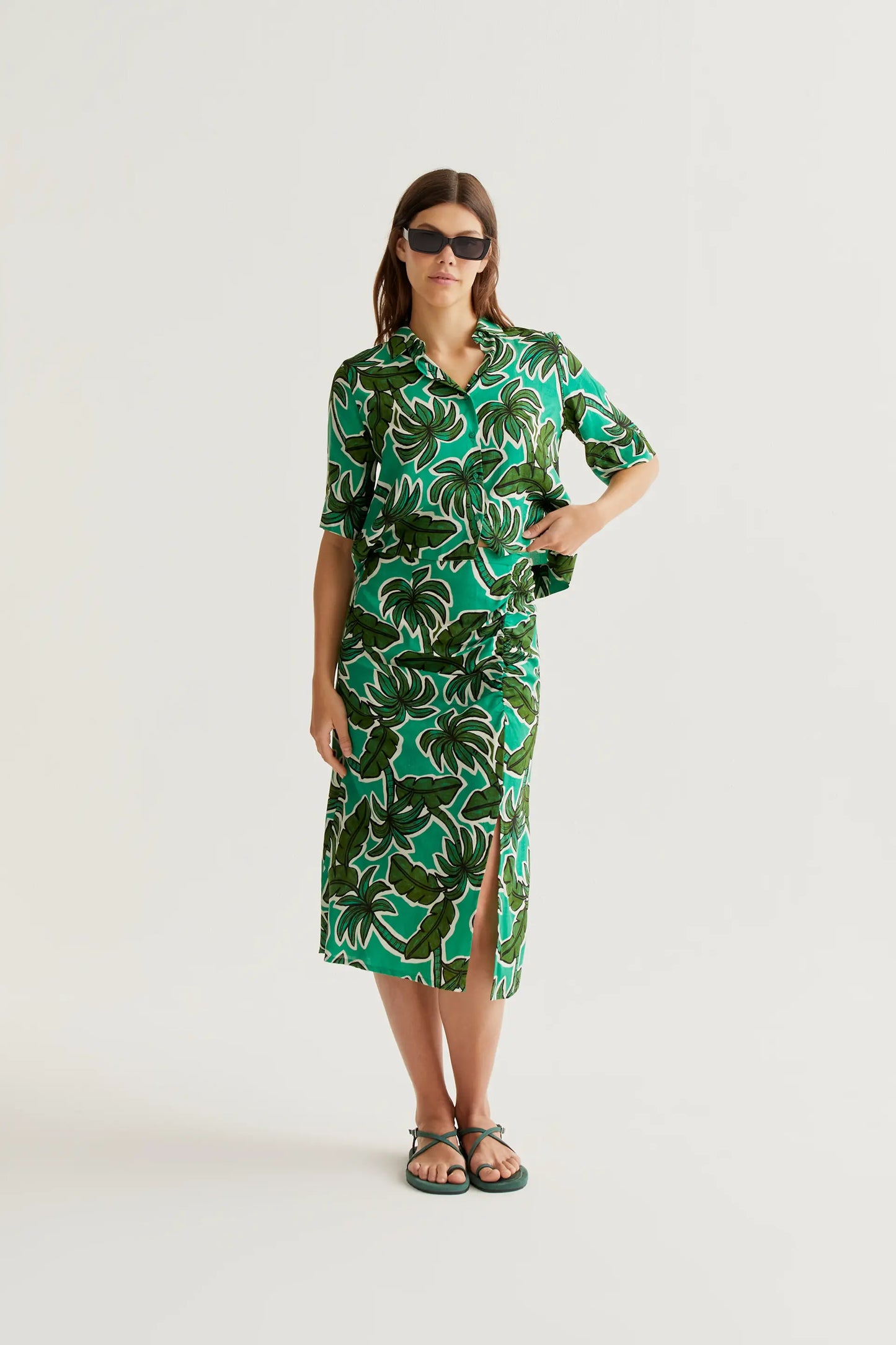 Falda midi con estampado Palm Tree