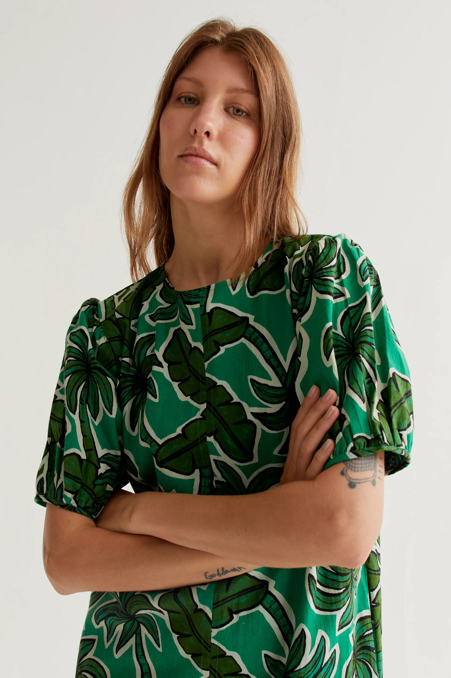 Vestido corto con estampado Palm Tree